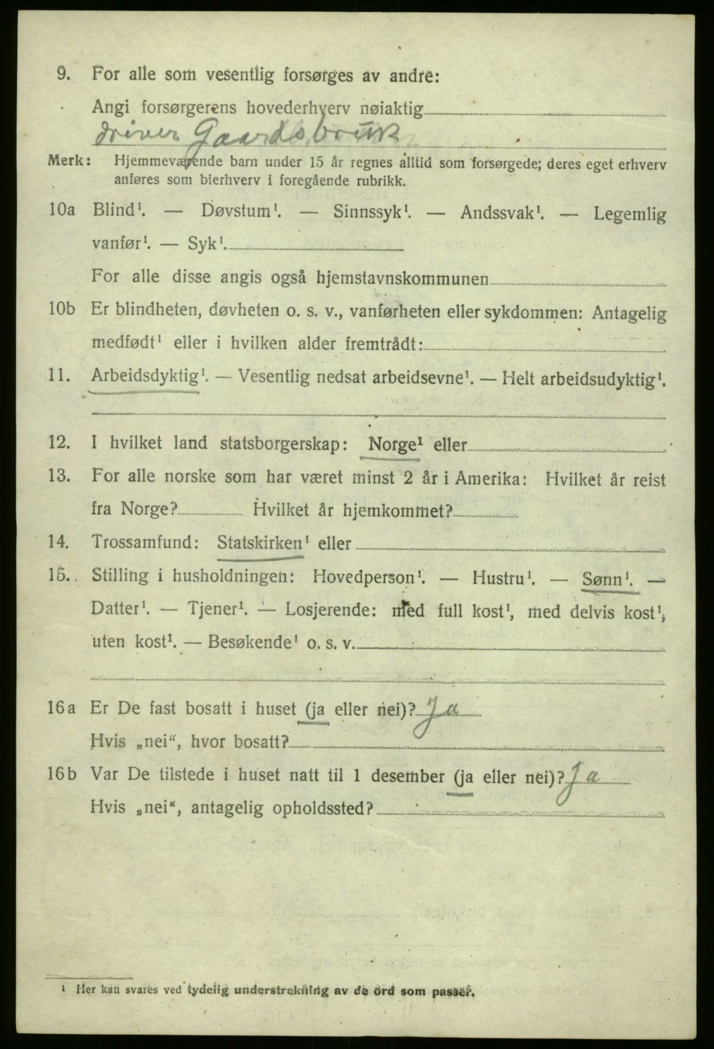 SAB, 1920 census for Selje, 1920, p. 4806