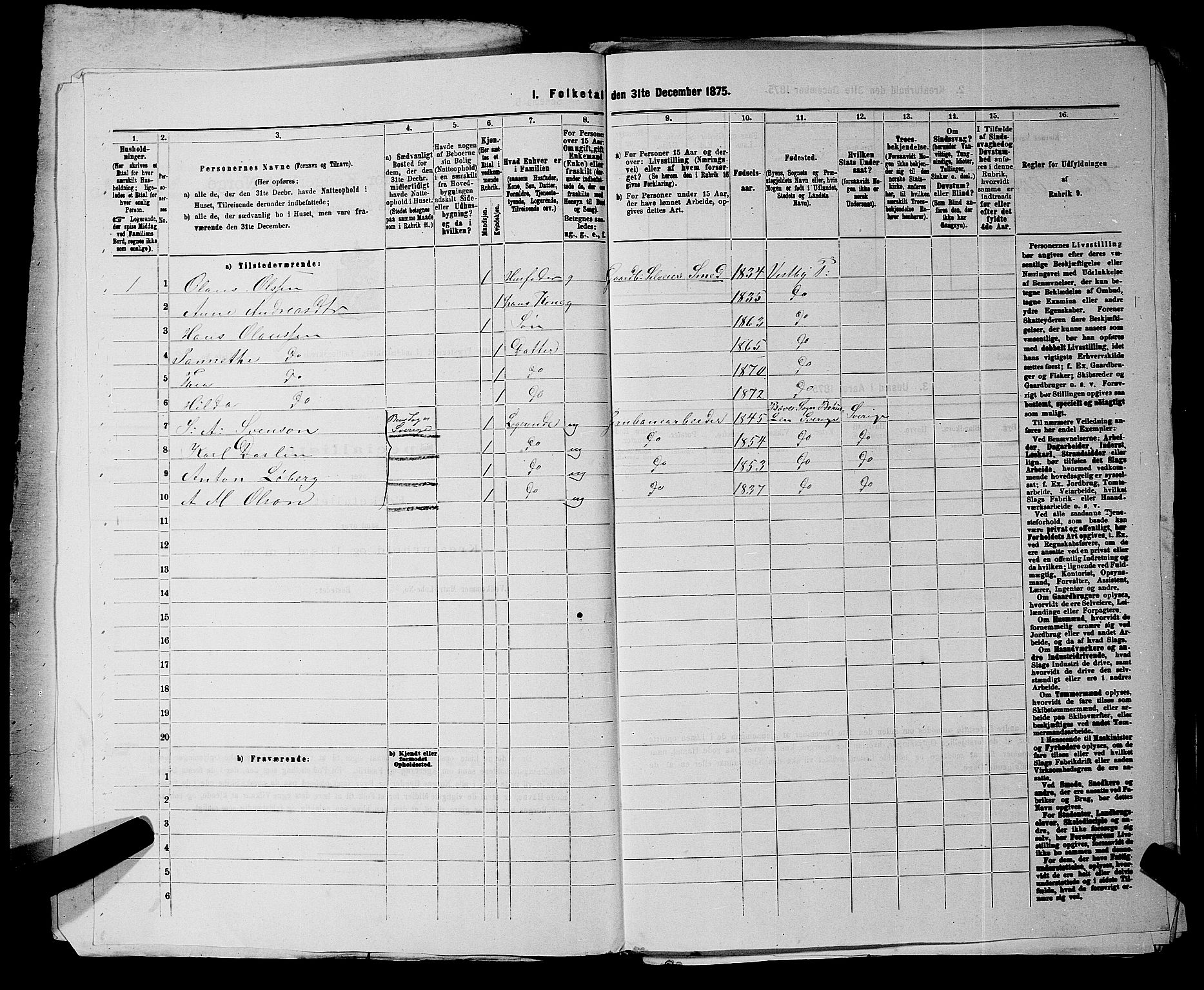 RA, 1875 census for 0211L Vestby/Vestby, Garder og Såner, 1875, p. 288