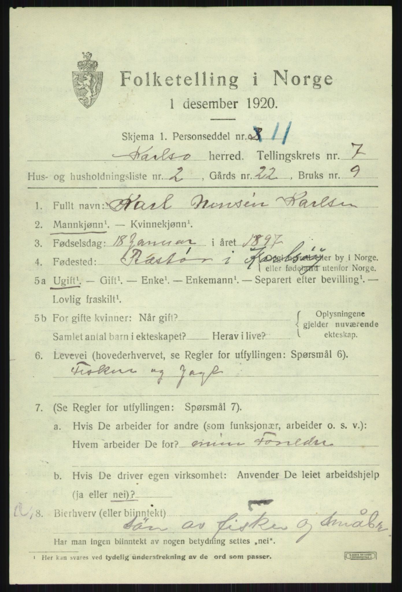 SATØ, 1920 census for Karlsøy, 1920, p. 2640