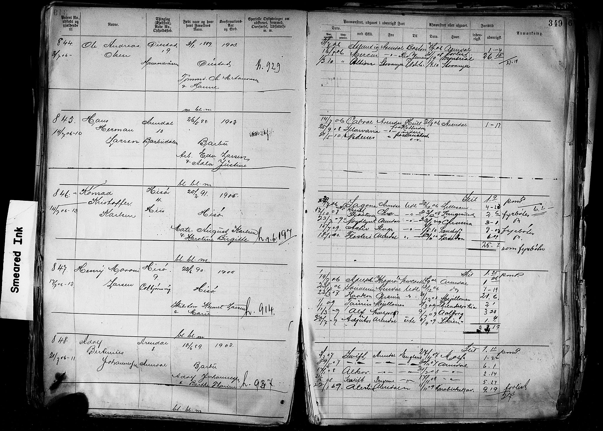 Arendal mønstringskrets, AV/SAK-2031-0012/F/Fa/L0004: Annotasjonsrulle nr 3828-4715 og nr 1-1296, S-4, 1892-1918, p. 360