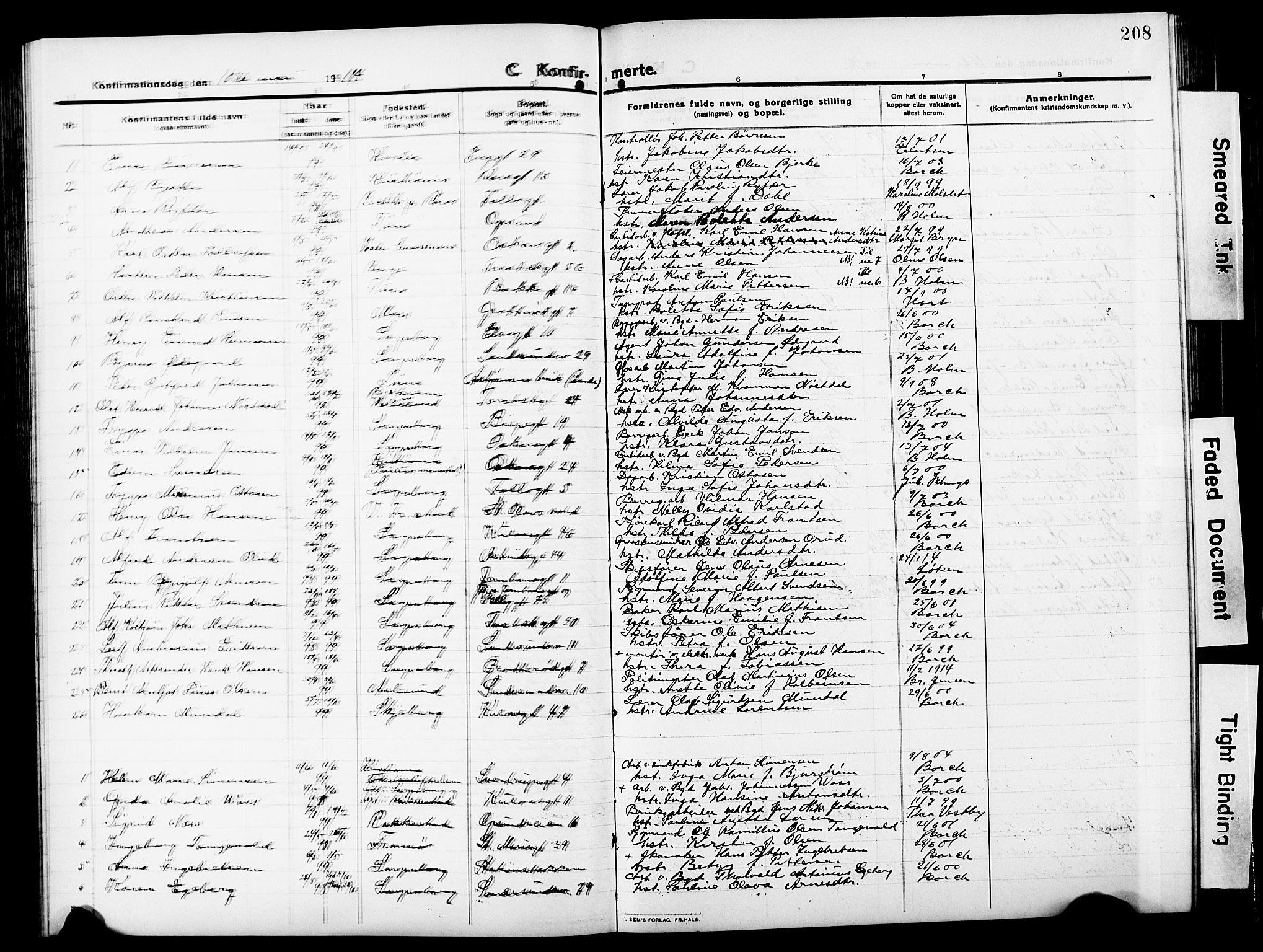 Sarpsborg prestekontor Kirkebøker, AV/SAO-A-2006/G/Ga/L0002: Parish register (copy) no. 2, 1912-1931, p. 208