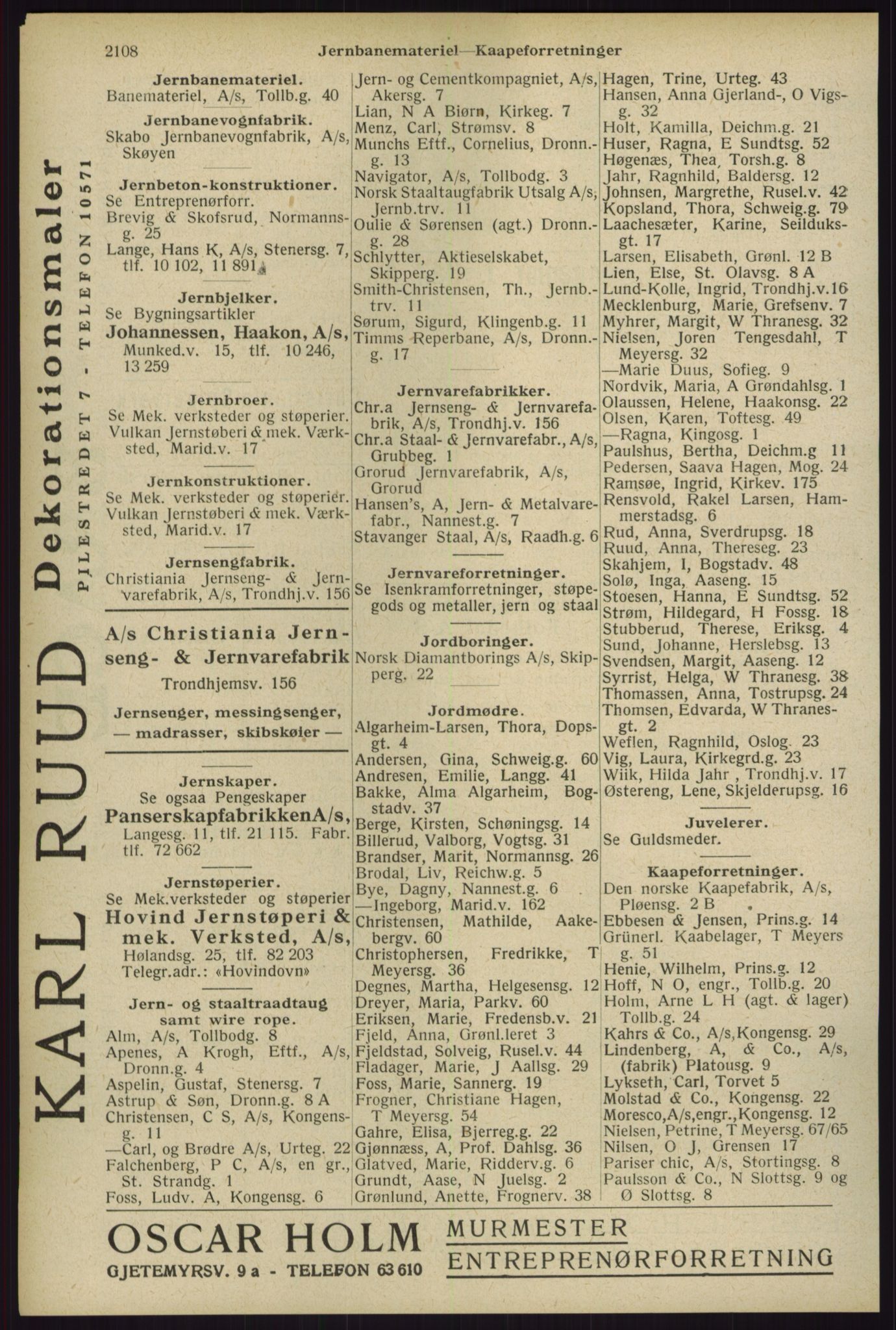 Kristiania/Oslo adressebok, PUBL/-, 1929, p. 2108