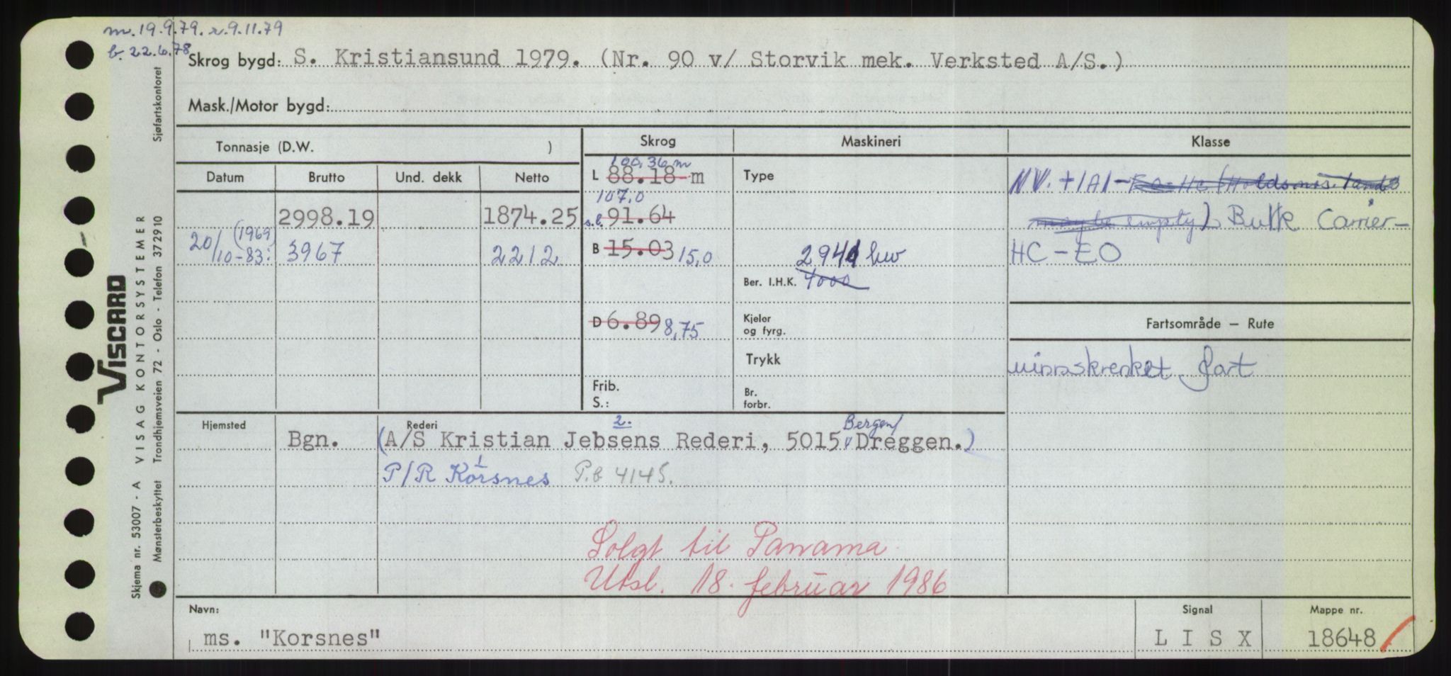 Sjøfartsdirektoratet med forløpere, Skipsmålingen, AV/RA-S-1627/H/Hd/L0021: Fartøy, Kor-Kår, p. 15