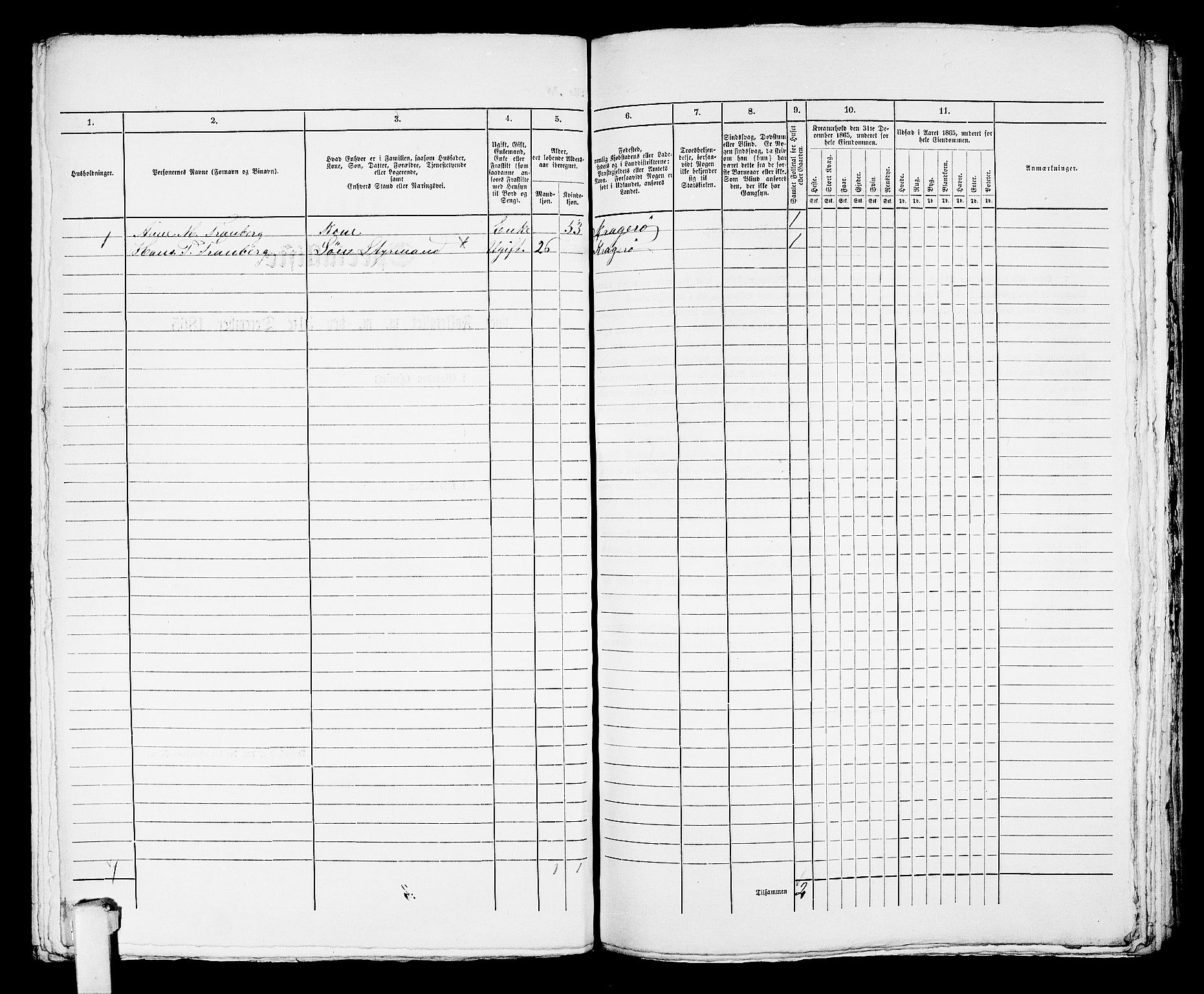 RA, 1865 census for Kragerø/Kragerø, 1865, p. 897