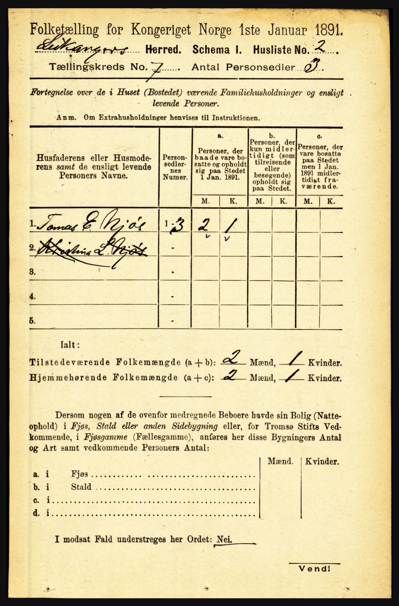 RA, 1891 census for 1419 Leikanger, 1891, p. 1305