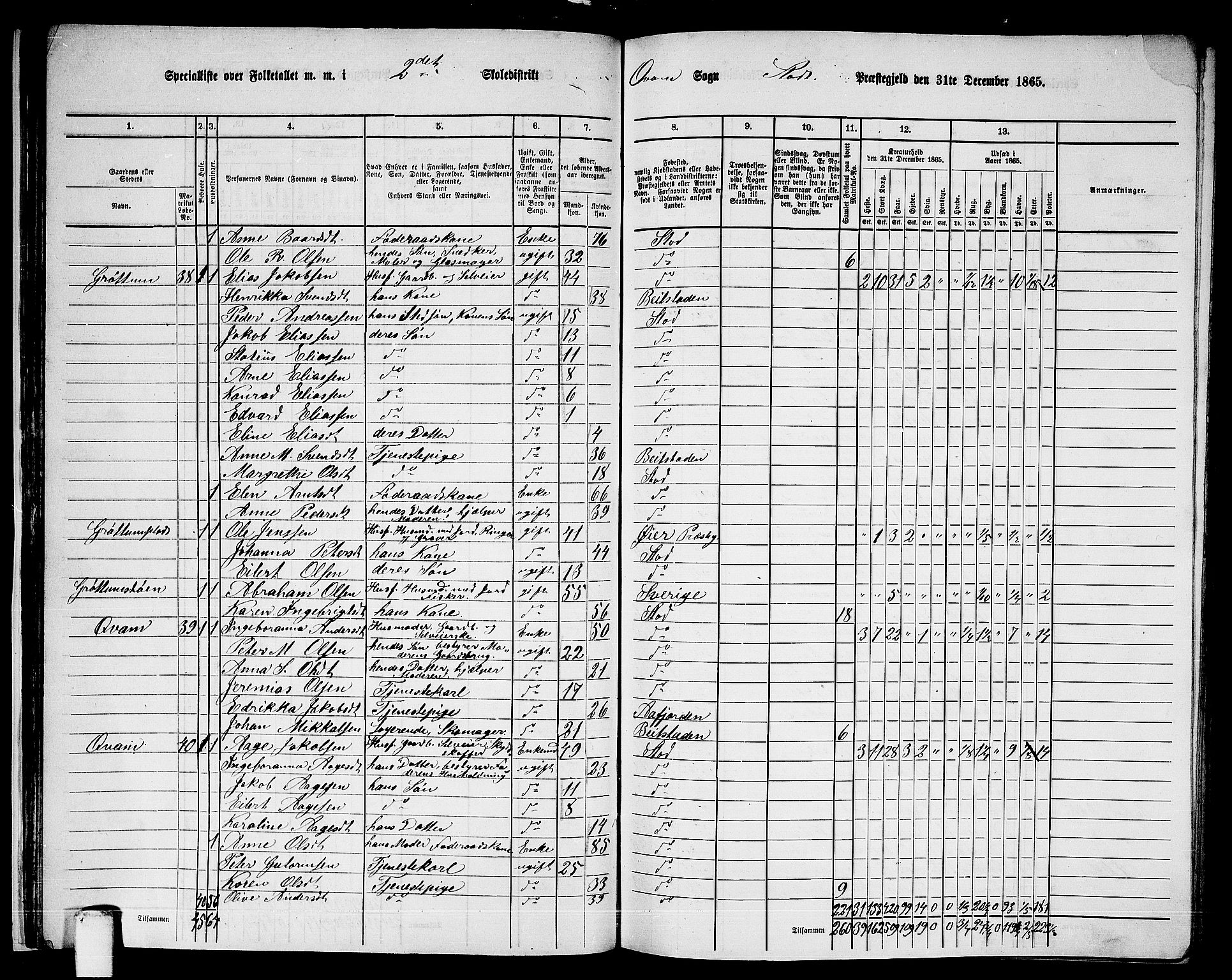 RA, 1865 census for Stod, 1865, p. 33