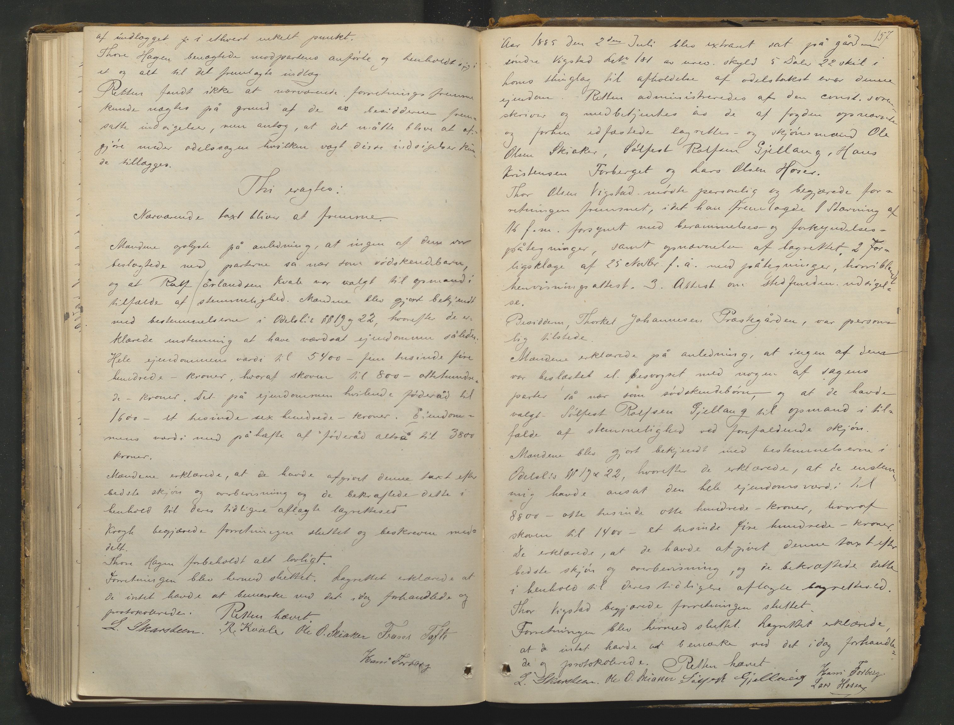 Nord-Gudbrandsdal tingrett, AV/SAH-TING-002/G/Gc/Gcb/L0004: Ekstrarettsprotokoll for åstedssaker, 1876-1887, p. 156b-157a