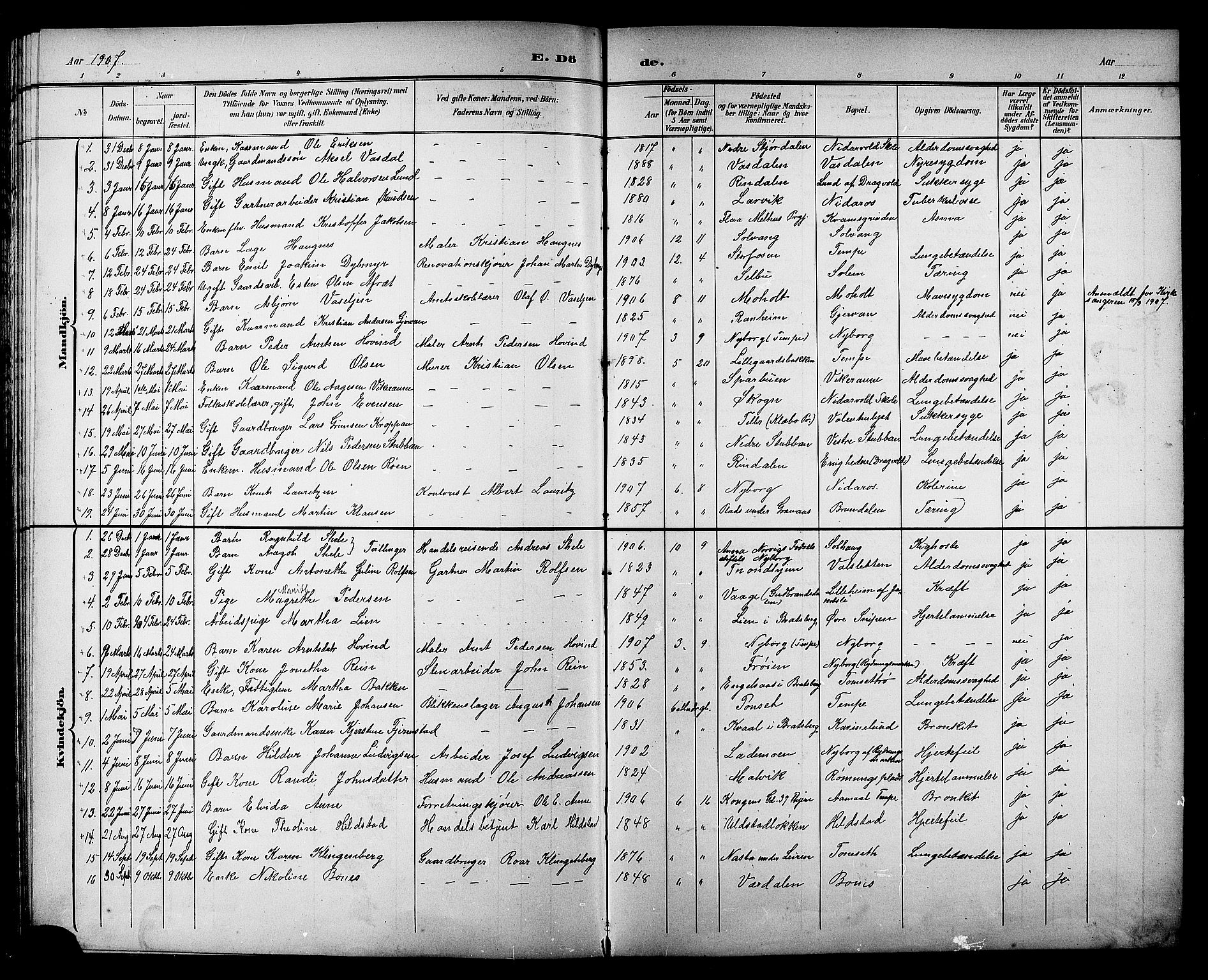 Ministerialprotokoller, klokkerbøker og fødselsregistre - Sør-Trøndelag, SAT/A-1456/606/L0313: Parish register (copy) no. 606C09, 1895-1910