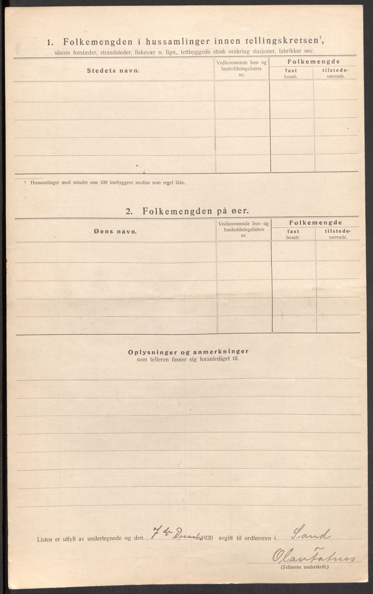 SAST, 1920 census for Sand, 1920, p. 14