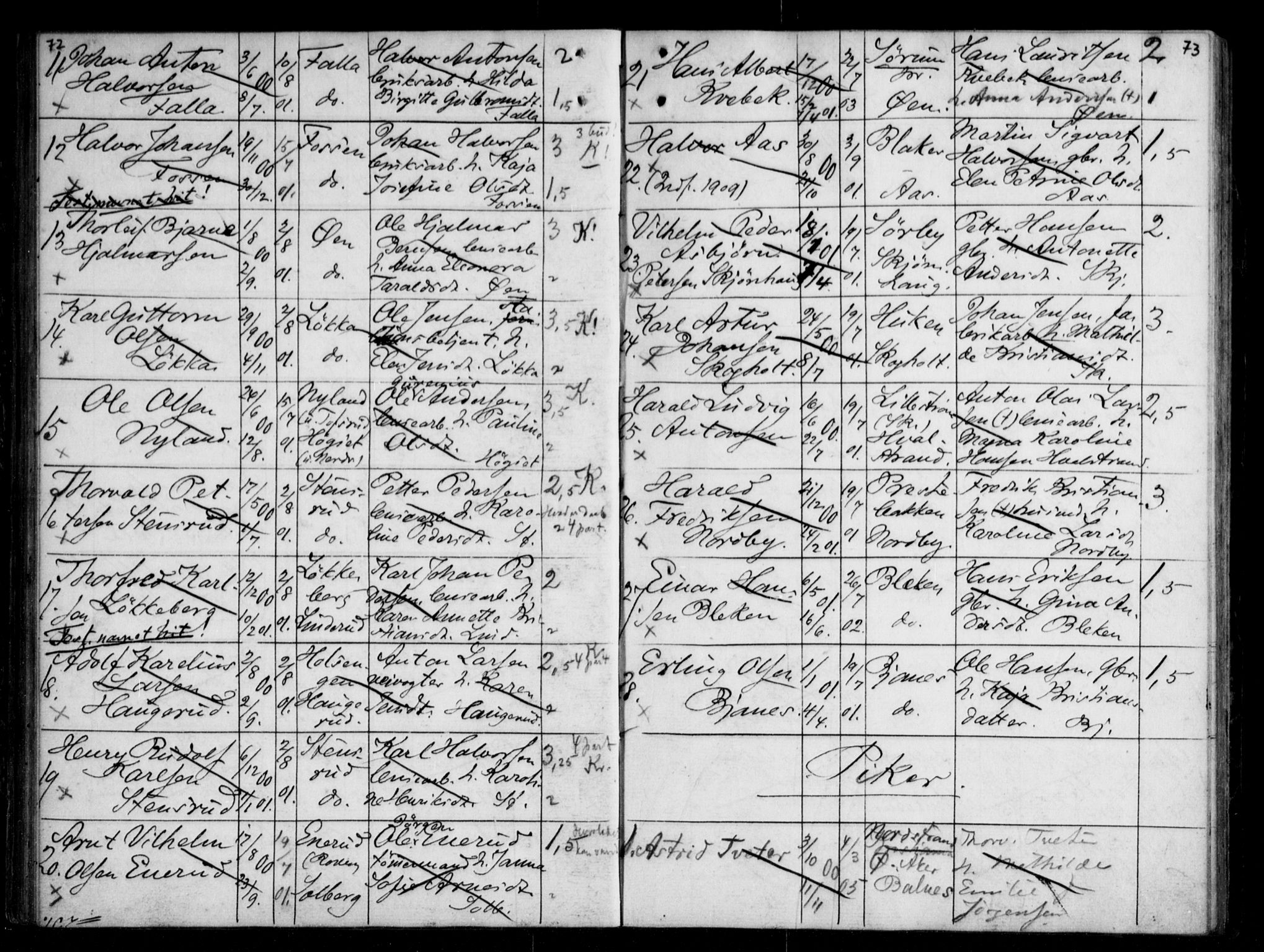 Fet prestekontor Kirkebøker, SAO/A-10370a/H/Ha/L0001: Banns register no. 1, 1906-1919, p. 72-73