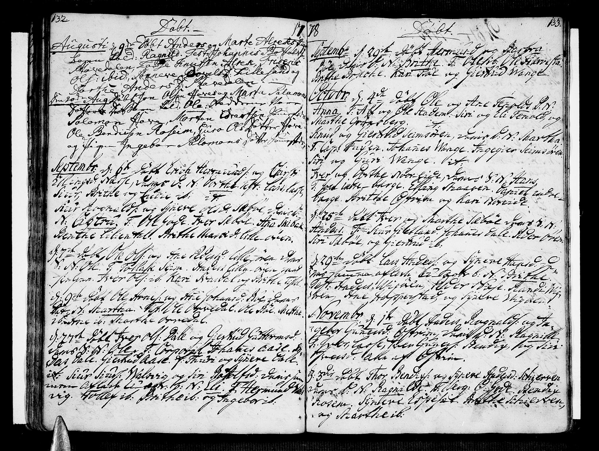 Vik sokneprestembete, AV/SAB-A-81501/H/Haa/Haaa/L0004: Parish register (official) no. A 4, 1772-1783, p. 132-133