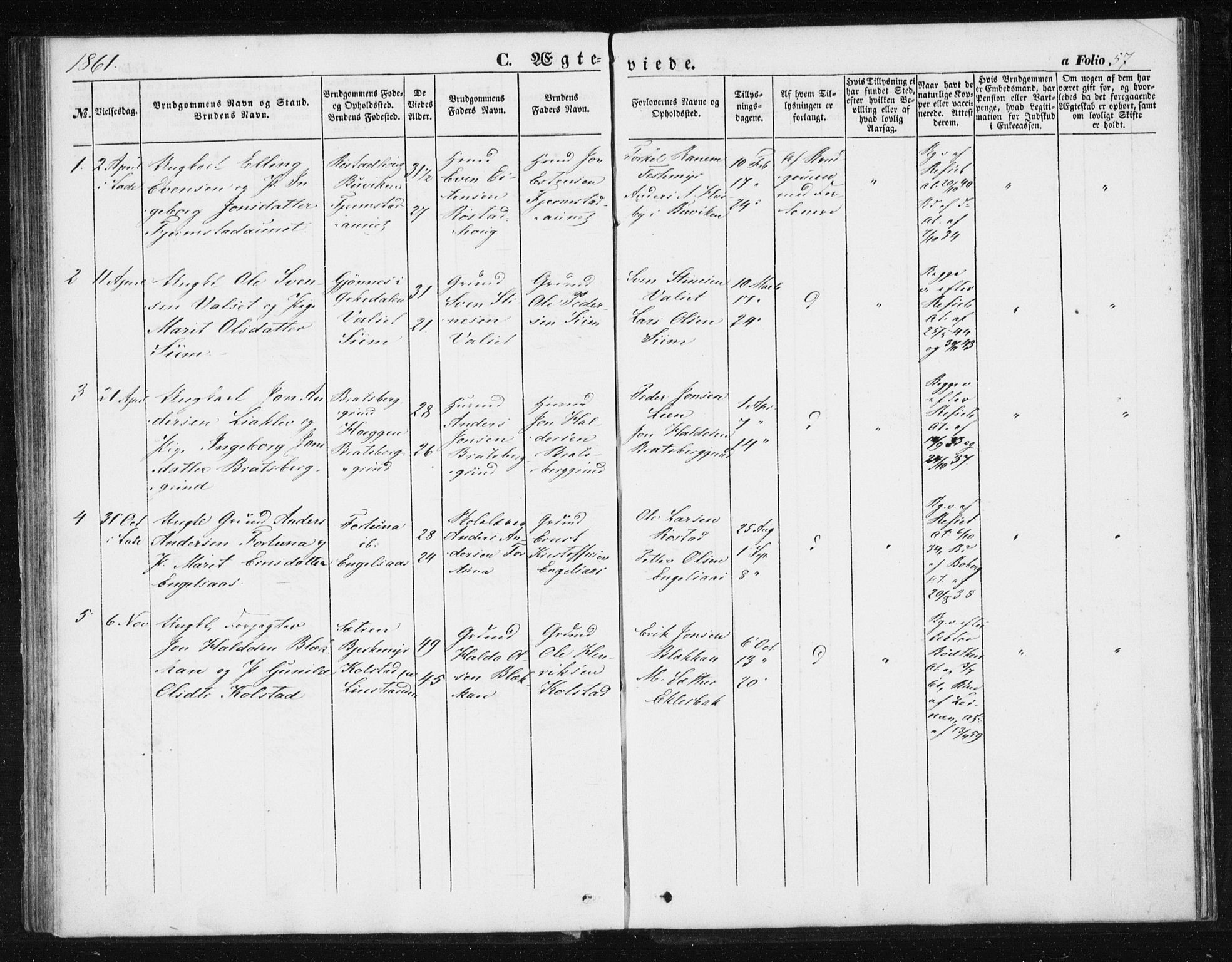 Ministerialprotokoller, klokkerbøker og fødselsregistre - Sør-Trøndelag, SAT/A-1456/608/L0332: Parish register (official) no. 608A01, 1848-1861, p. 57