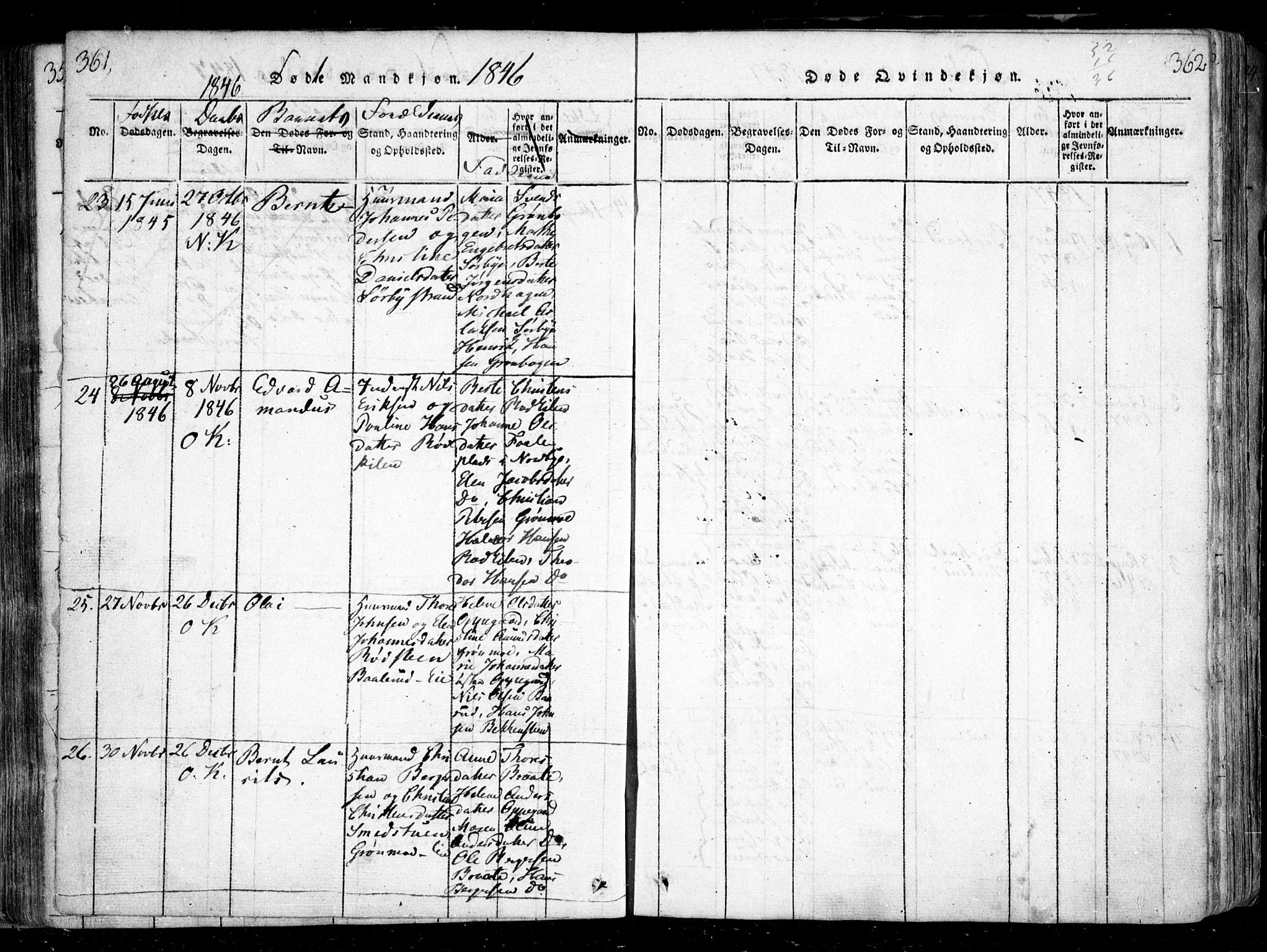 Nesodden prestekontor Kirkebøker, SAO/A-10013/F/Fa/L0006: Parish register (official) no. I 6, 1814-1847, p. 361-362