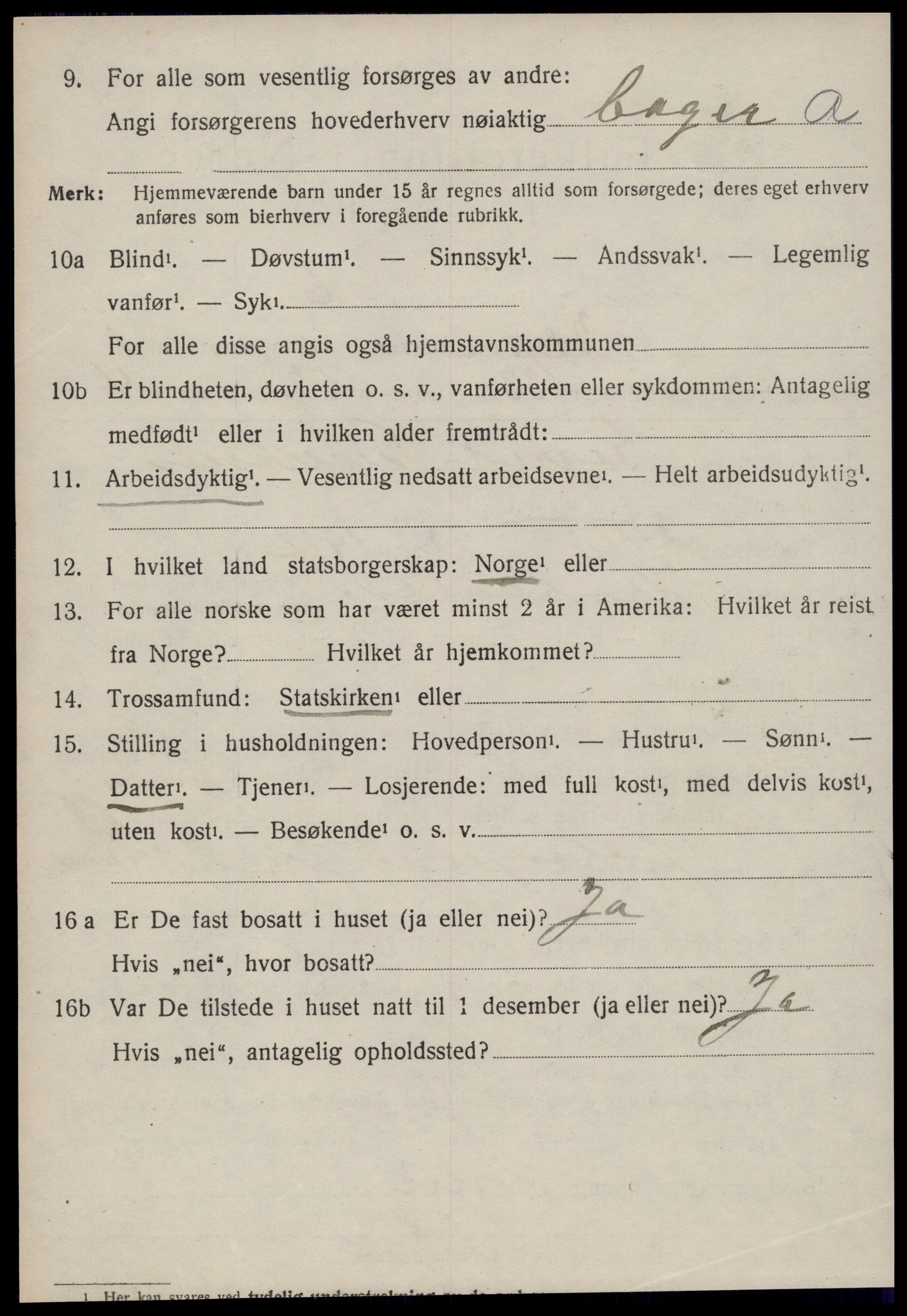 SAT, 1920 census for Hopen, 1920, p. 873