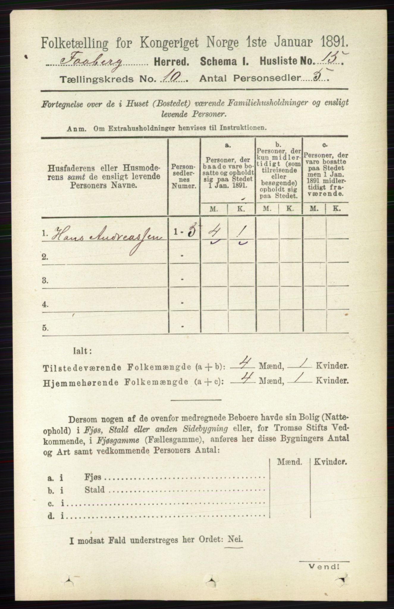 RA, 1891 census for 0524 Fåberg, 1891, p. 4053