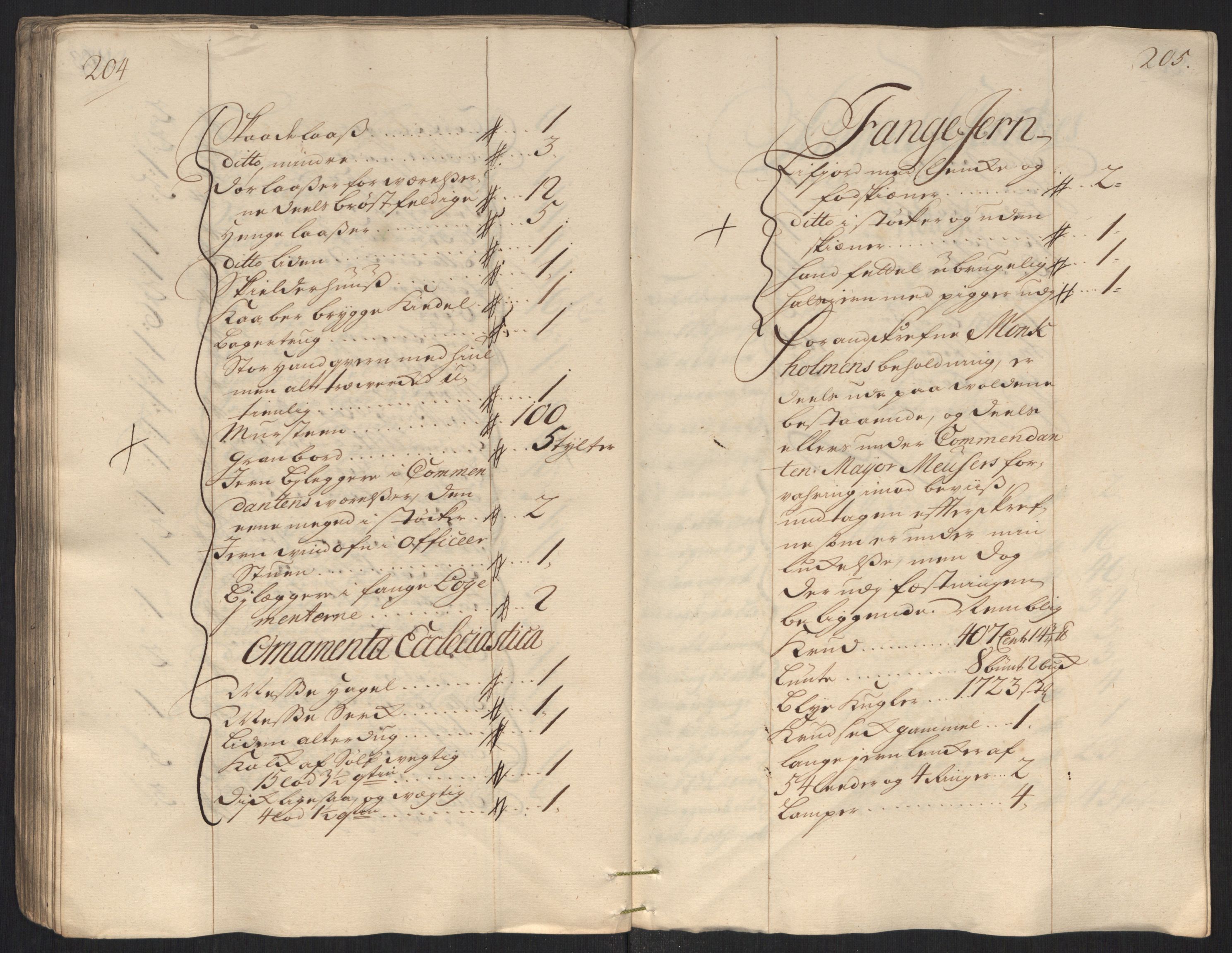 Rentekammeret inntil 1814, Reviderte regnskaper, Militære regnskaper, AV/RA-EA-4069/Rd/L0649: Trondheim festningsregnskaper, 1731, p. 204-205