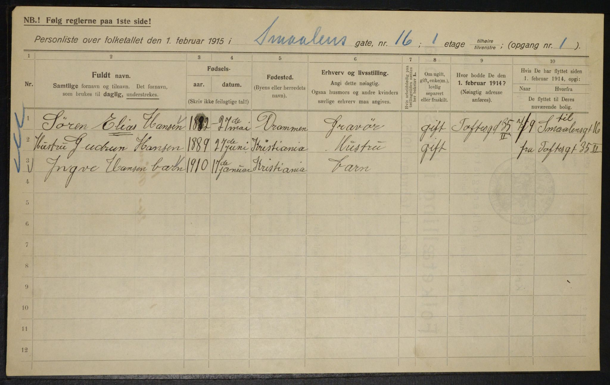 OBA, Municipal Census 1915 for Kristiania, 1915, p. 97812