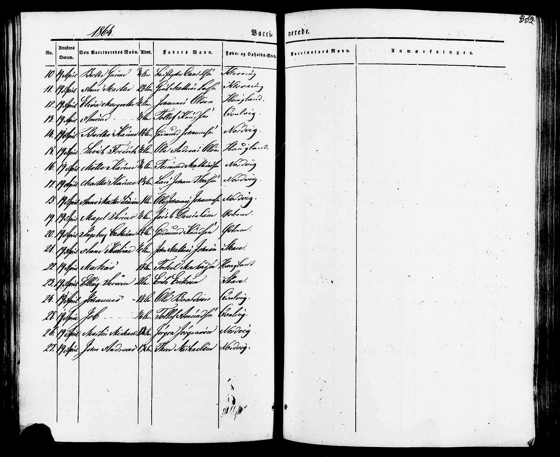 Torvastad sokneprestkontor, AV/SAST-A -101857/H/Ha/Haa/L0007: Parish register (official) no. A 7, 1838-1882, p. 352