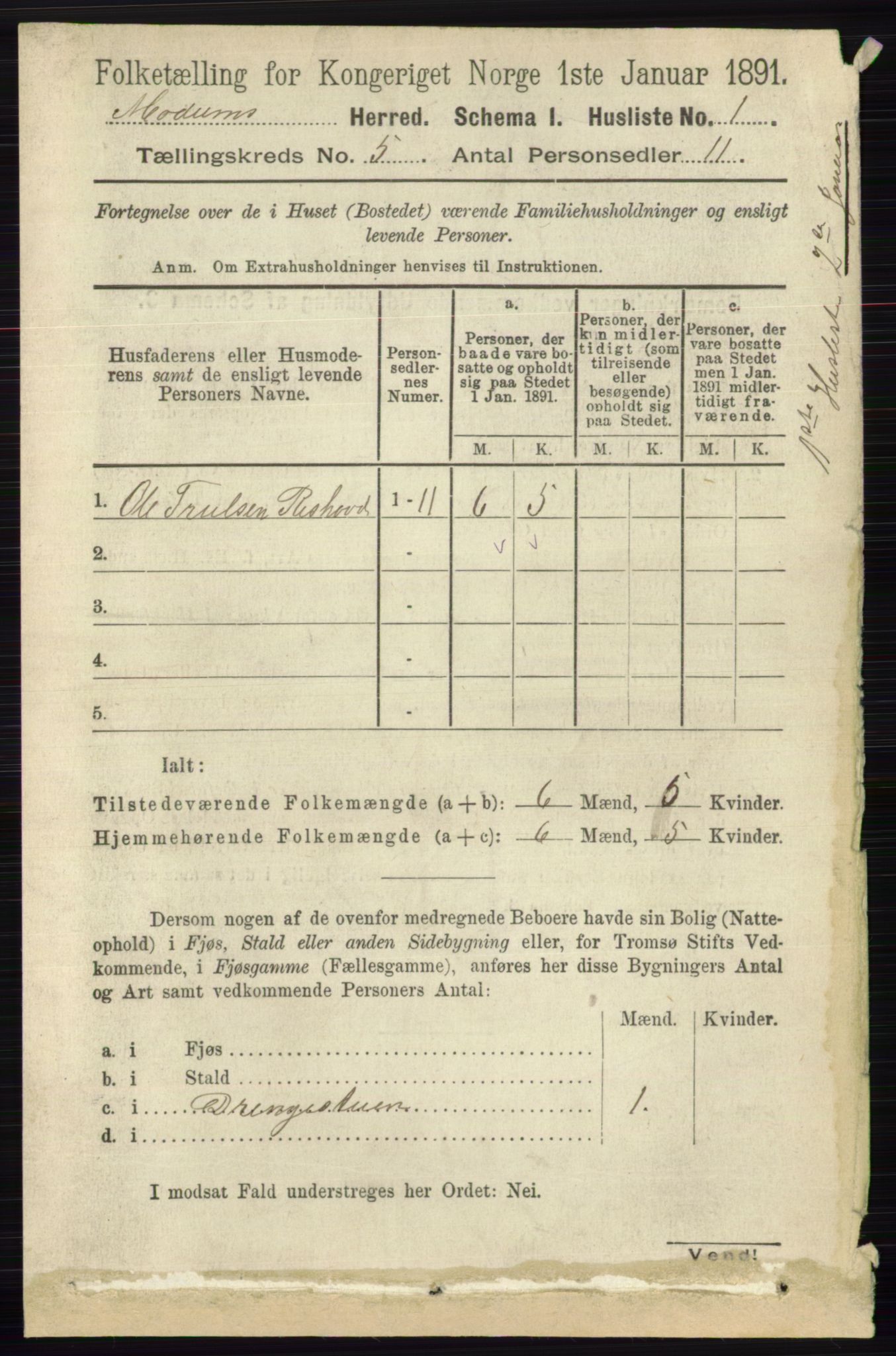 RA, 1891 census for 0623 Modum, 1891, p. 1348