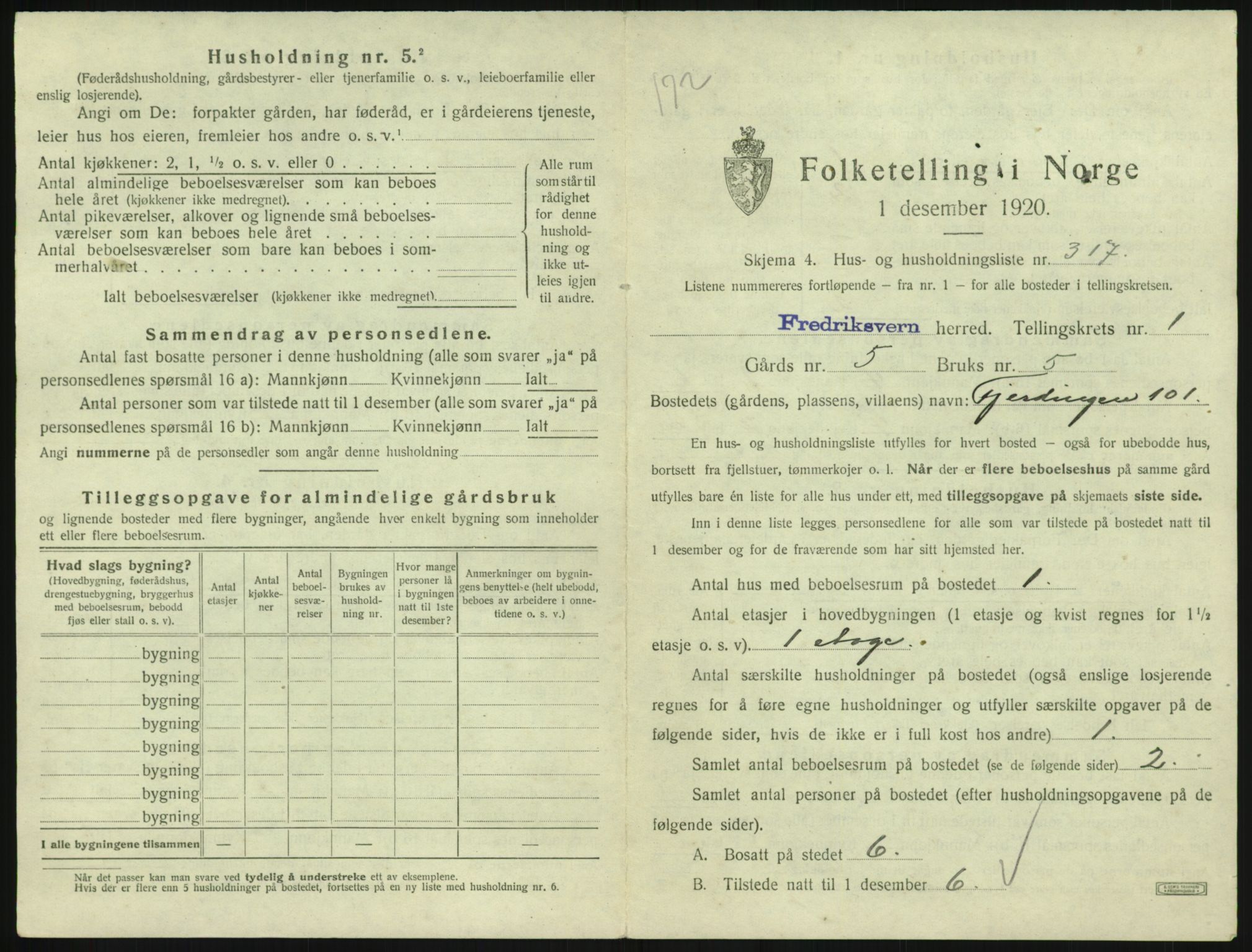 SAKO, 1920 census for Fredriksvern, 1920, p. 367