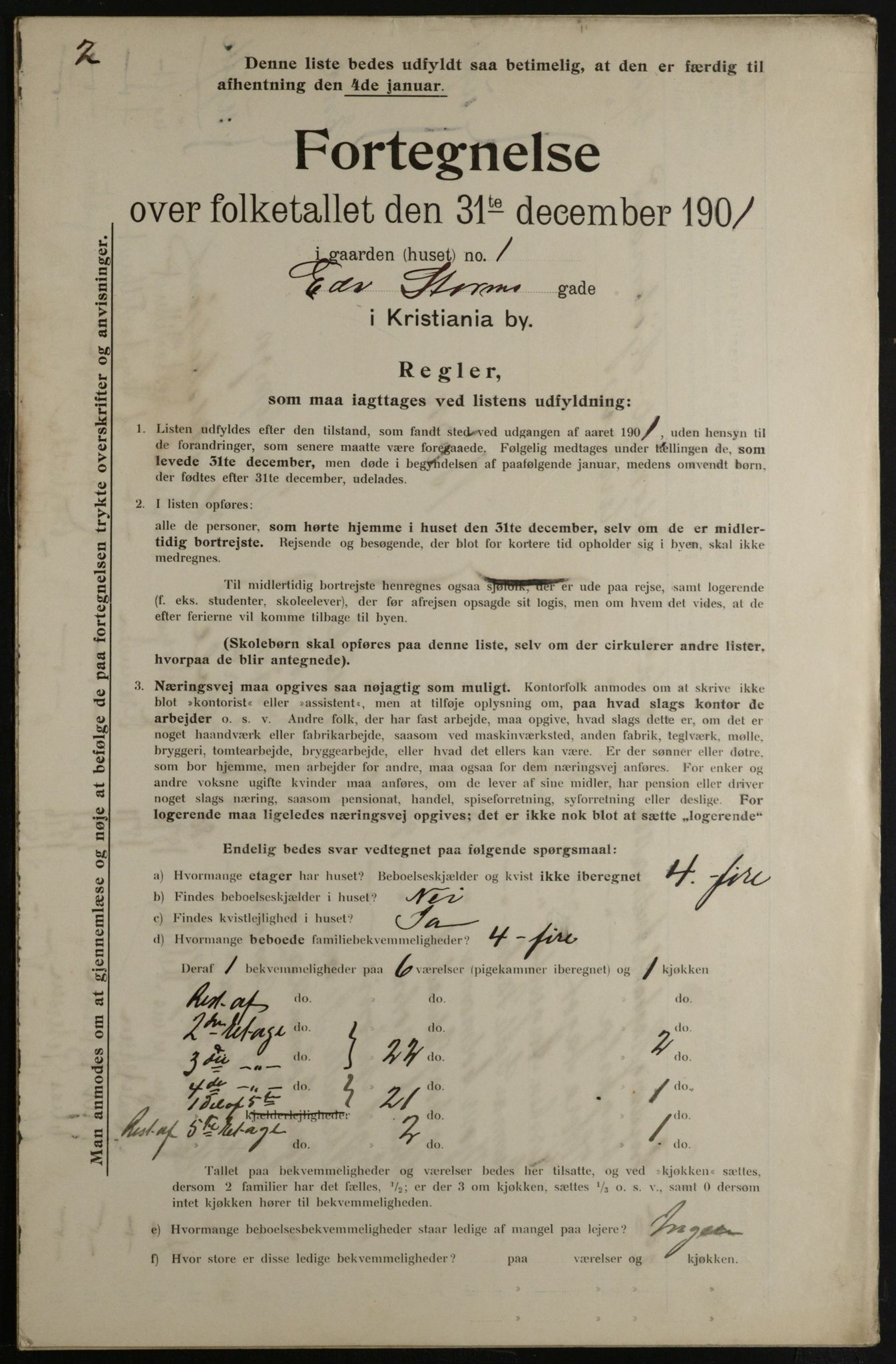 OBA, Municipal Census 1901 for Kristiania, 1901, p. 3012