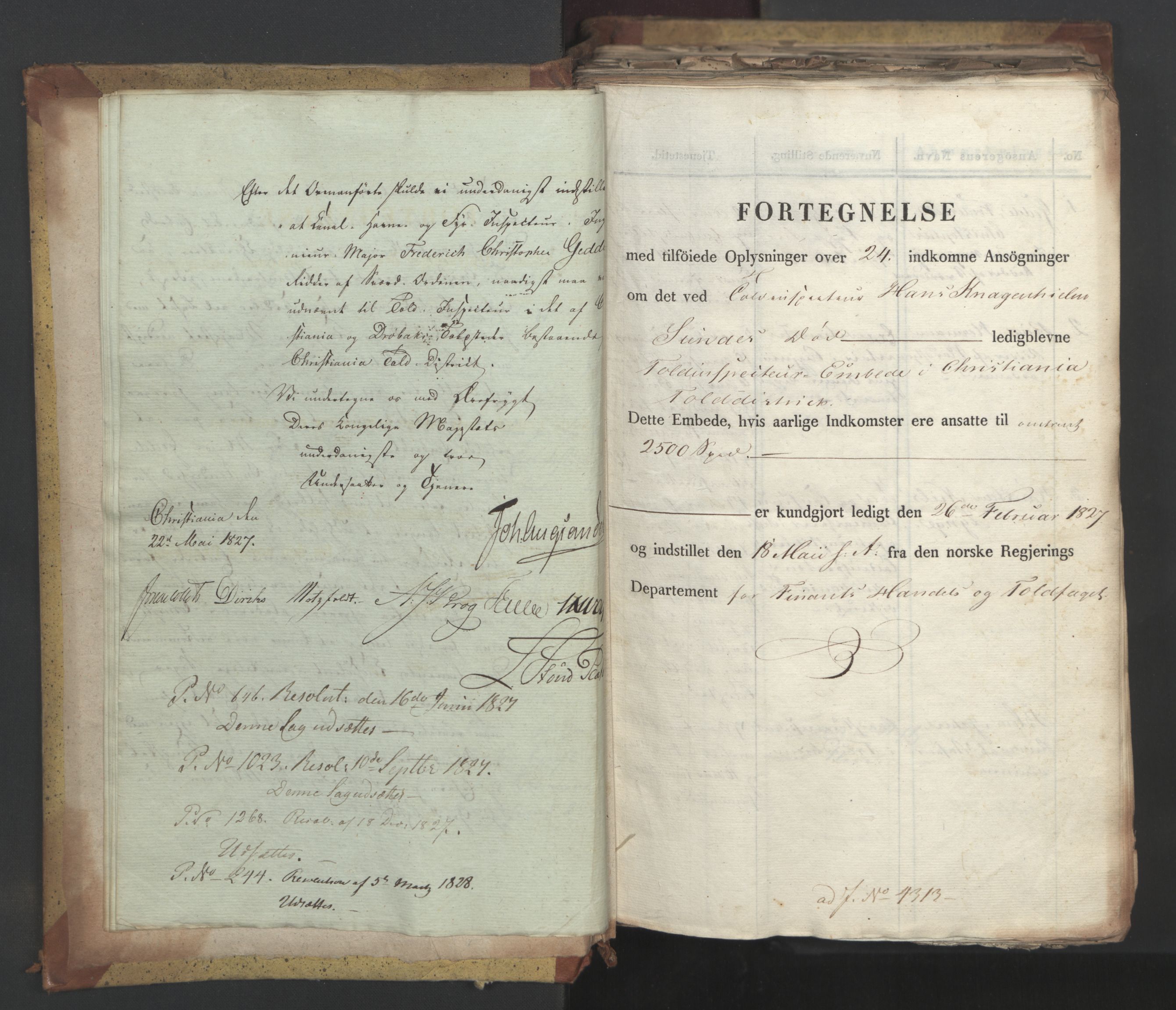 Statsrådsavdelingen i Stockholm, RA/S-1003/D/Da/L0051: Regjeringsinnstillinger nr. 4310-4565, 1827, p. 16