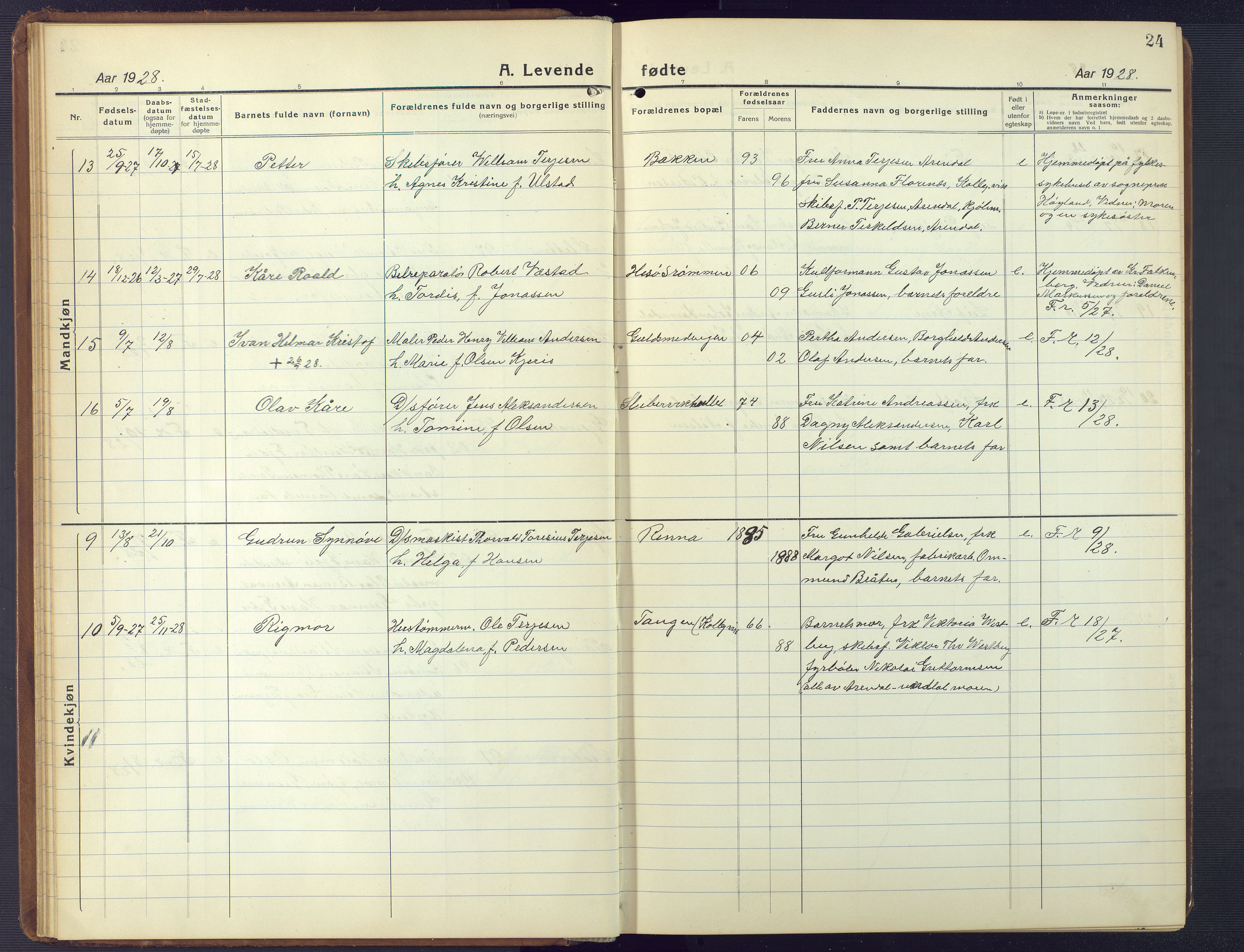 Hisøy sokneprestkontor, AV/SAK-1111-0020/F/Fb/L0005: Parish register (copy) no. B 5, 1924-1946, p. 24