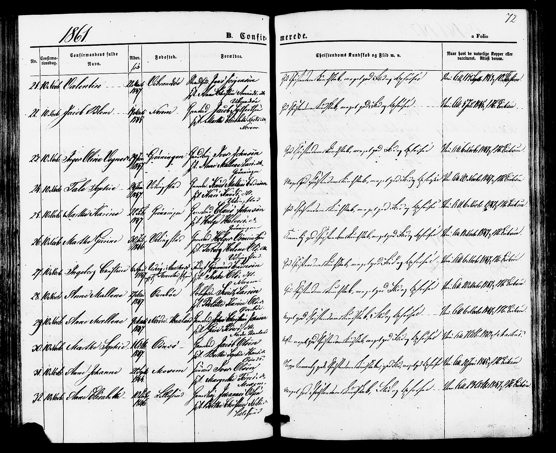 Torvastad sokneprestkontor, AV/SAST-A -101857/H/Ha/Haa/L0010: Parish register (official) no. A 10, 1857-1878, p. 72