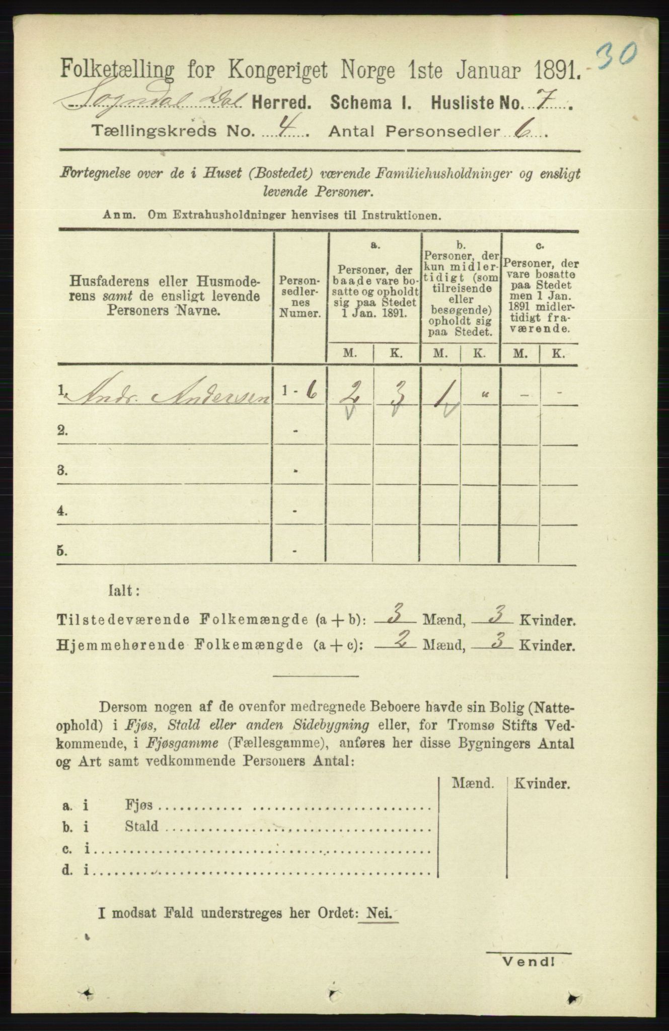 RA, 1891 census for 1111 Sokndal, 1891, p. 957