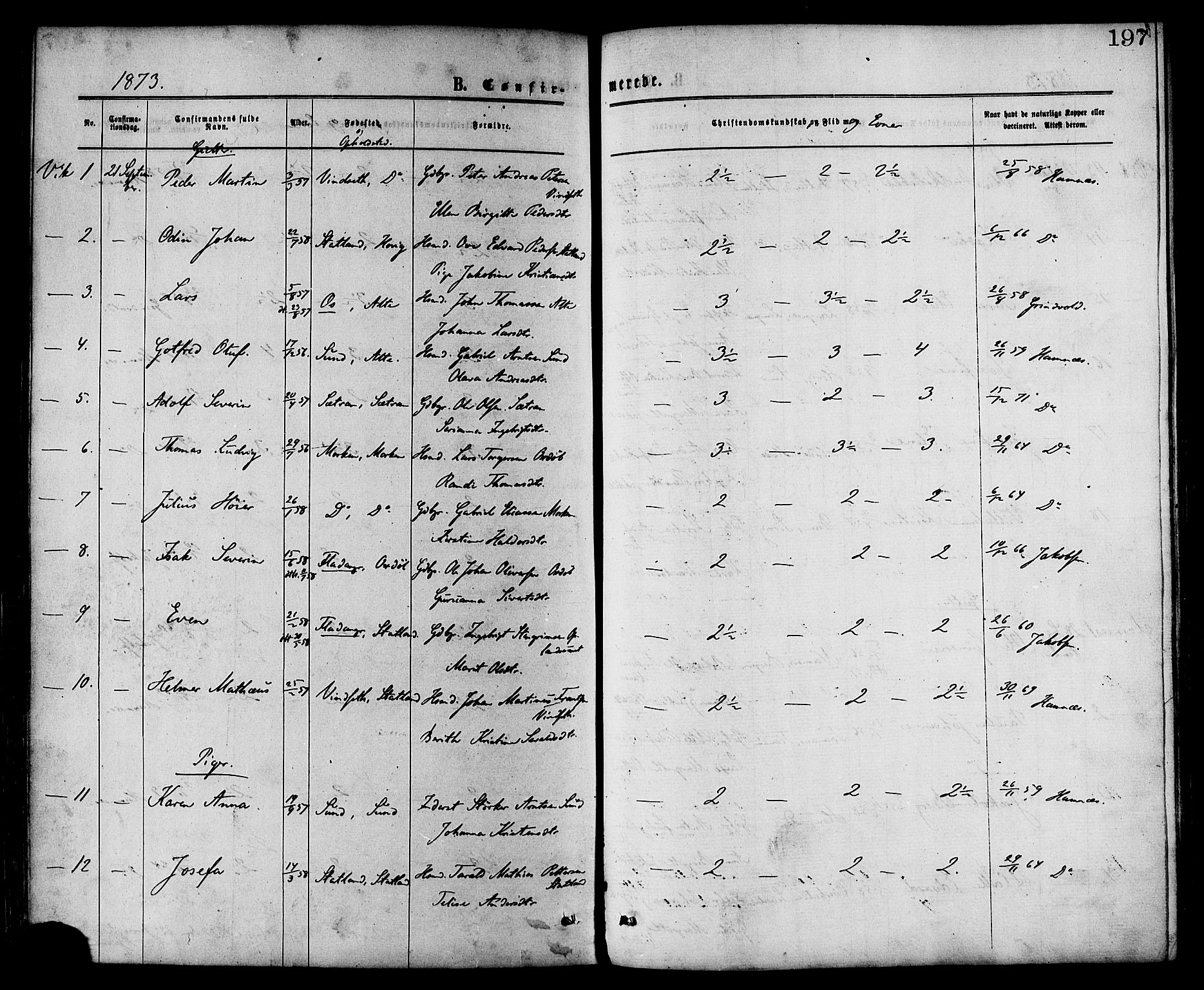 Ministerialprotokoller, klokkerbøker og fødselsregistre - Nord-Trøndelag, SAT/A-1458/773/L0616: Parish register (official) no. 773A07, 1870-1887, p. 197
