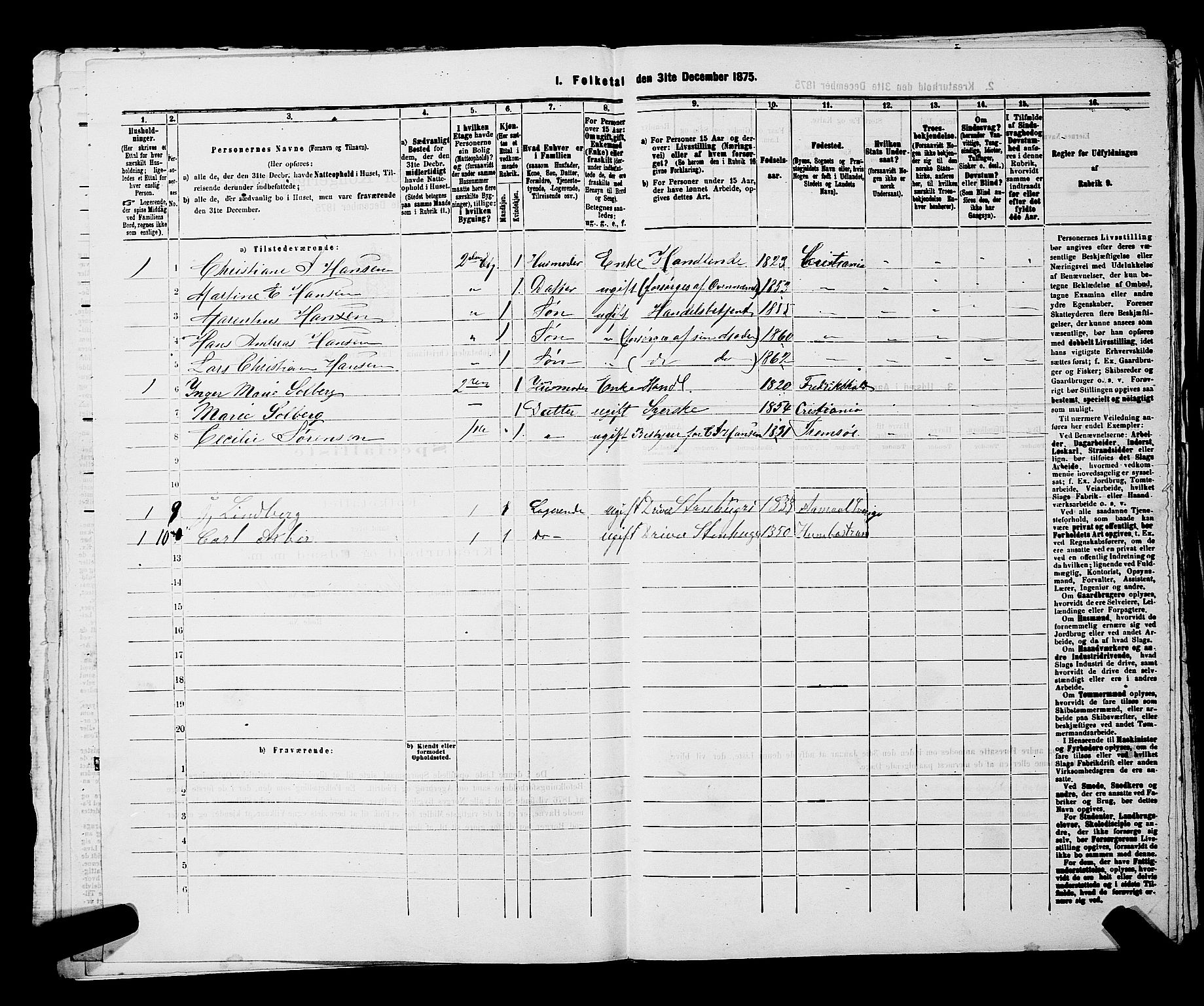 RA, 1875 census for 0301 Kristiania, 1875, p. 5574