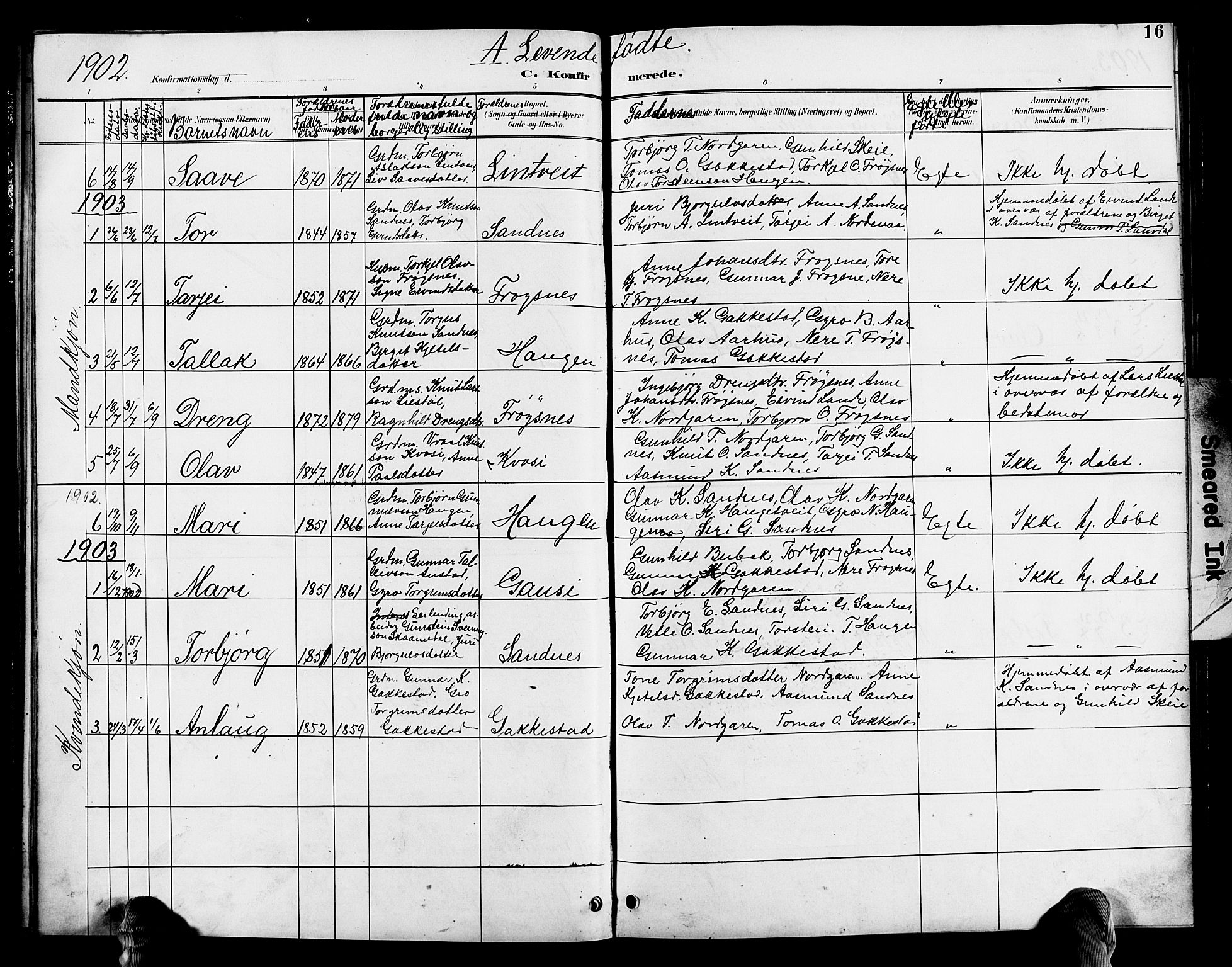 Bygland sokneprestkontor, AV/SAK-1111-0006/F/Fb/Fbc/L0002: Parish register (copy) no. B 2, 1895-1916, p. 16