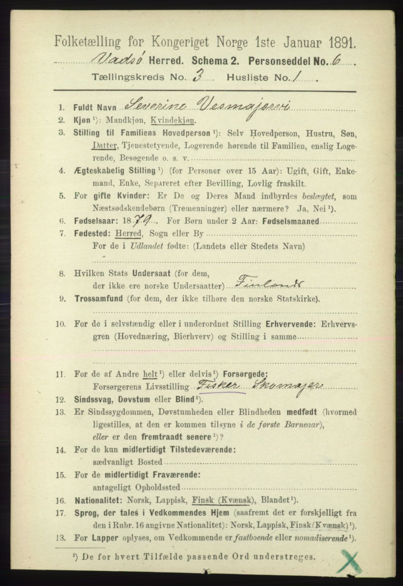 RA, 1891 census for 2029 Vadsø, 1891, p. 828