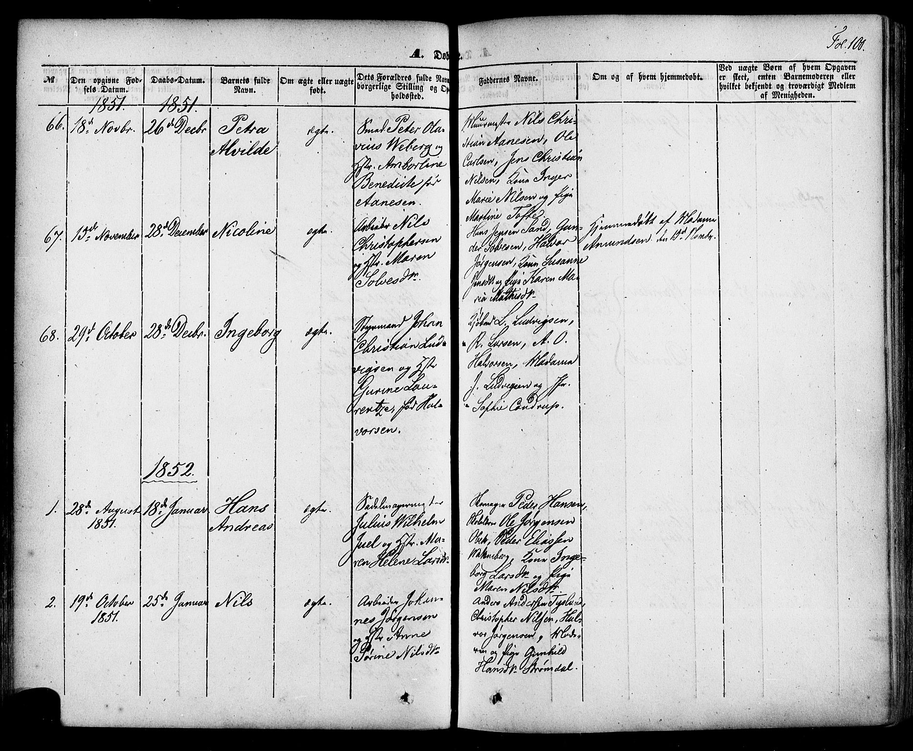 Skien kirkebøker, SAKO/A-302/F/Fa/L0006a: Parish register (official) no. 6A, 1843-1856, p. 100