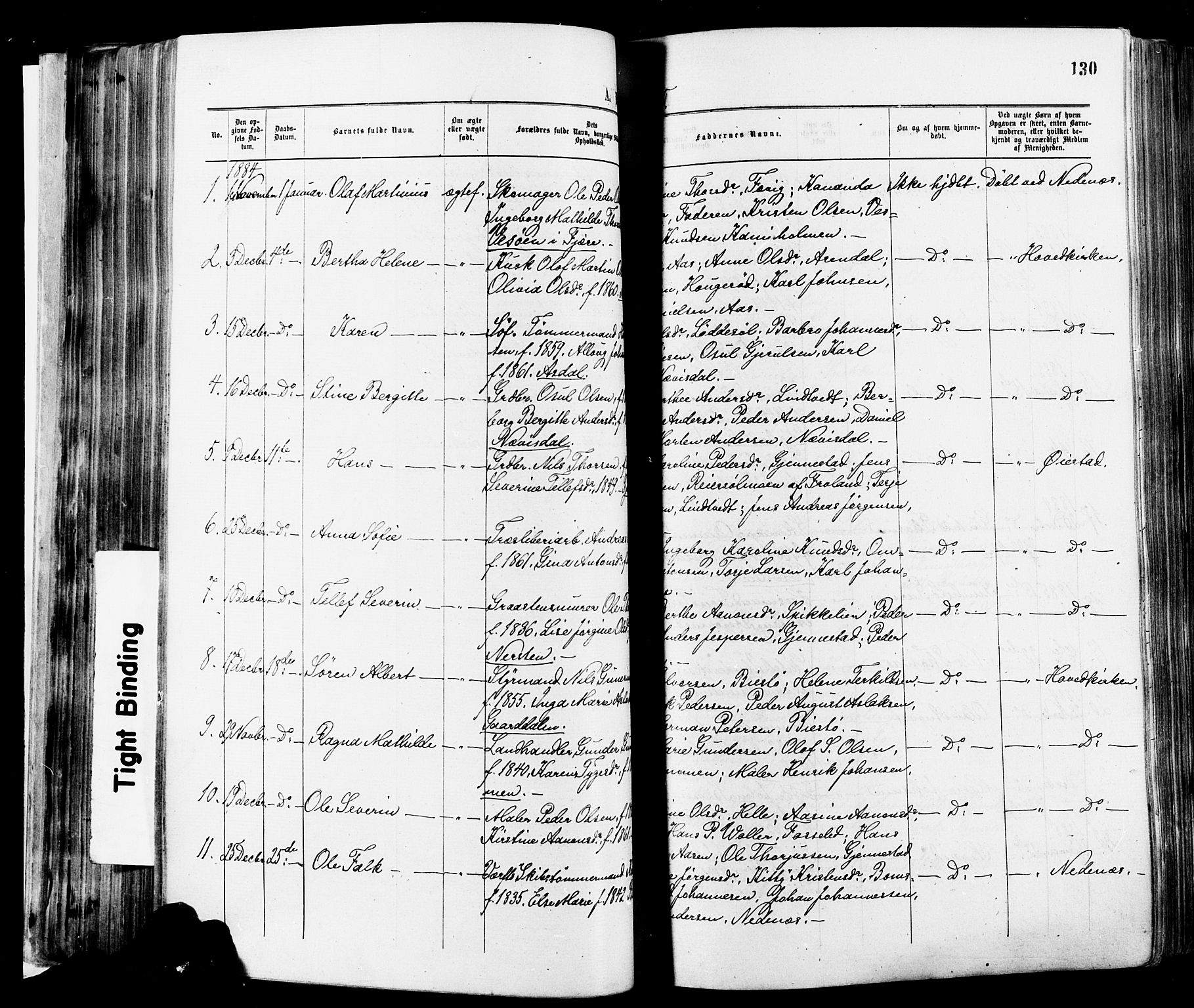 Øyestad sokneprestkontor, SAK/1111-0049/F/Fa/L0016: Parish register (official) no. A 16, 1874-1886, p. 130