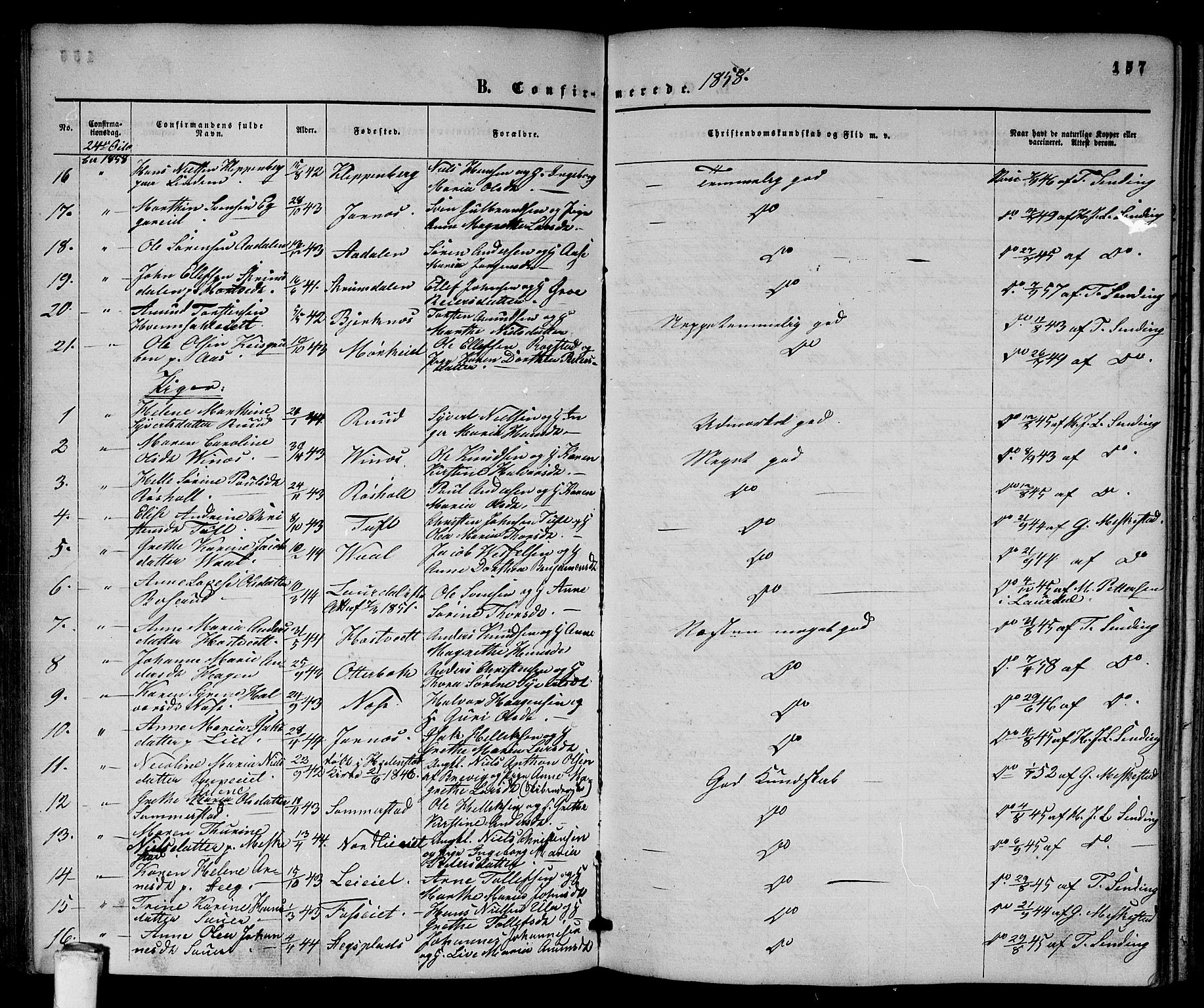 Sandsvær kirkebøker, AV/SAKO-A-244/G/Ga/L0005: Parish register (copy) no. I 5, 1857-1873, p. 157