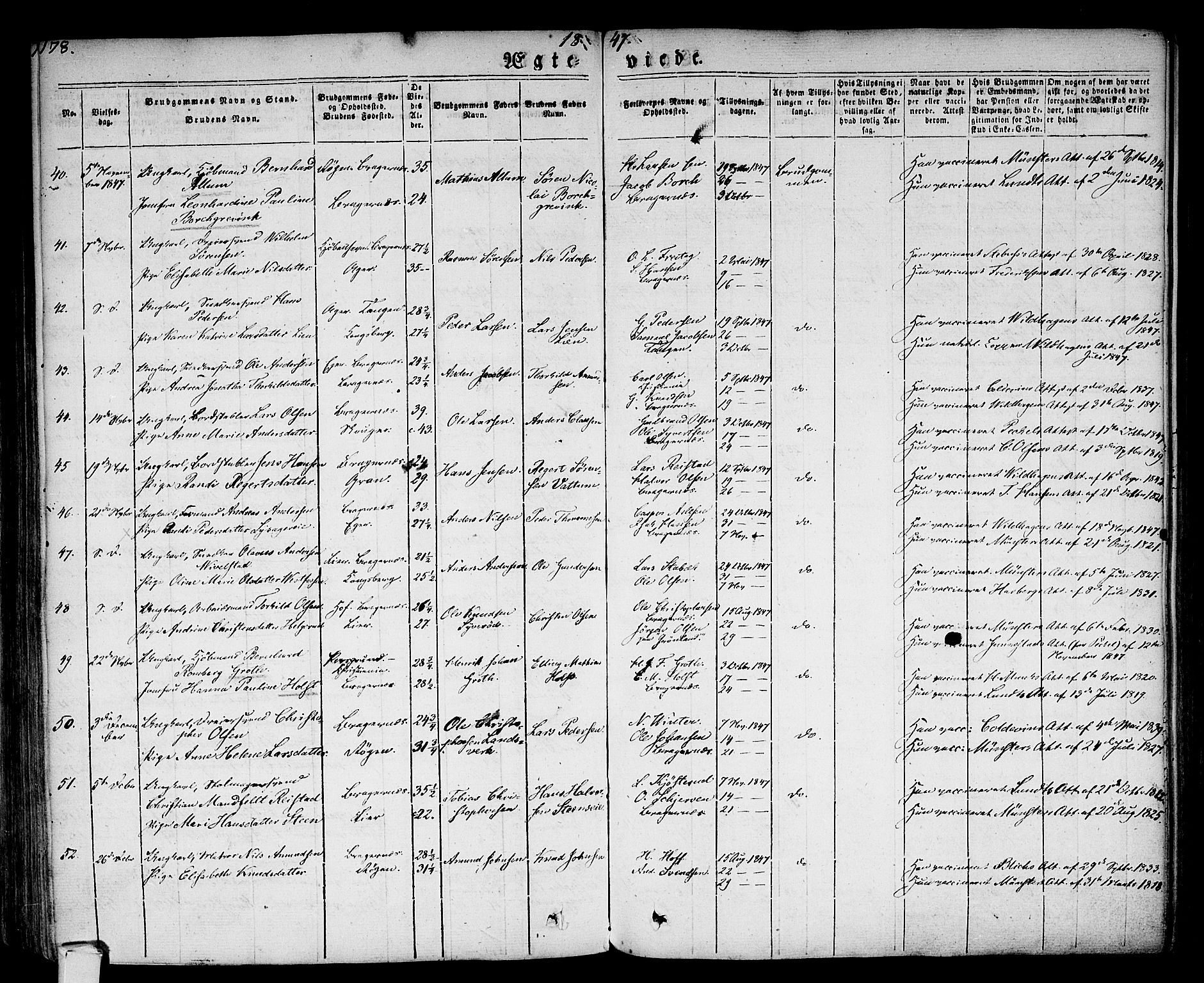 Bragernes kirkebøker, AV/SAKO-A-6/F/Fc/L0001: Parish register (official) no. III 1, 1830-1853, p. 178