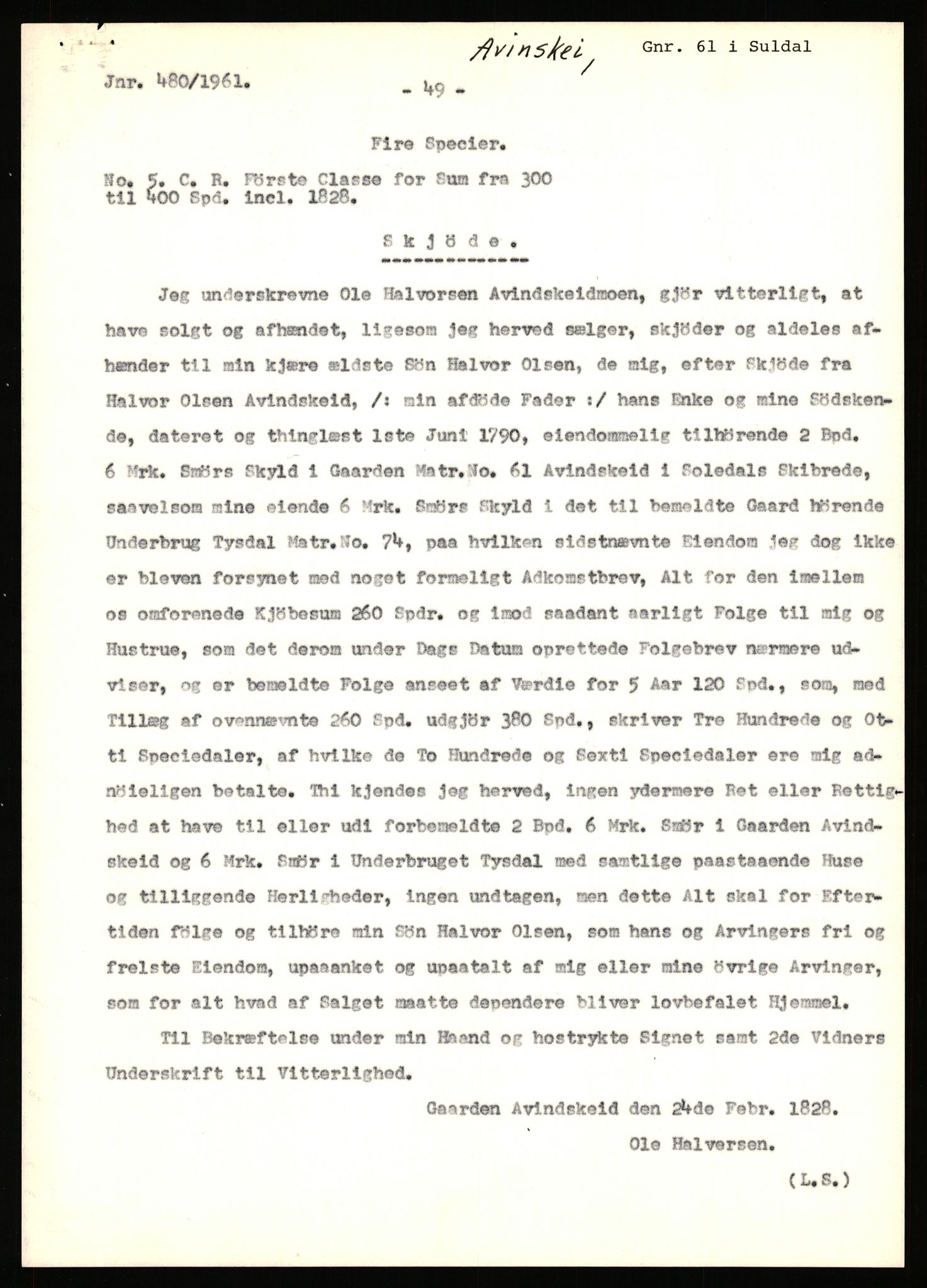 Statsarkivet i Stavanger, AV/SAST-A-101971/03/Y/Yj/L0005: Avskrifter sortert etter gårdsnavn: Austreim - Avinskei, 1750-1930, p. 581