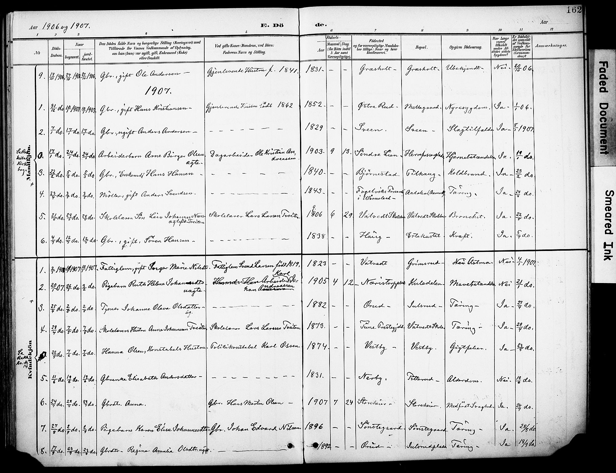 Rakkestad prestekontor Kirkebøker, AV/SAO-A-2008/F/Fb/L0002: Parish register (official) no. II 2, 1900-1920, p. 162