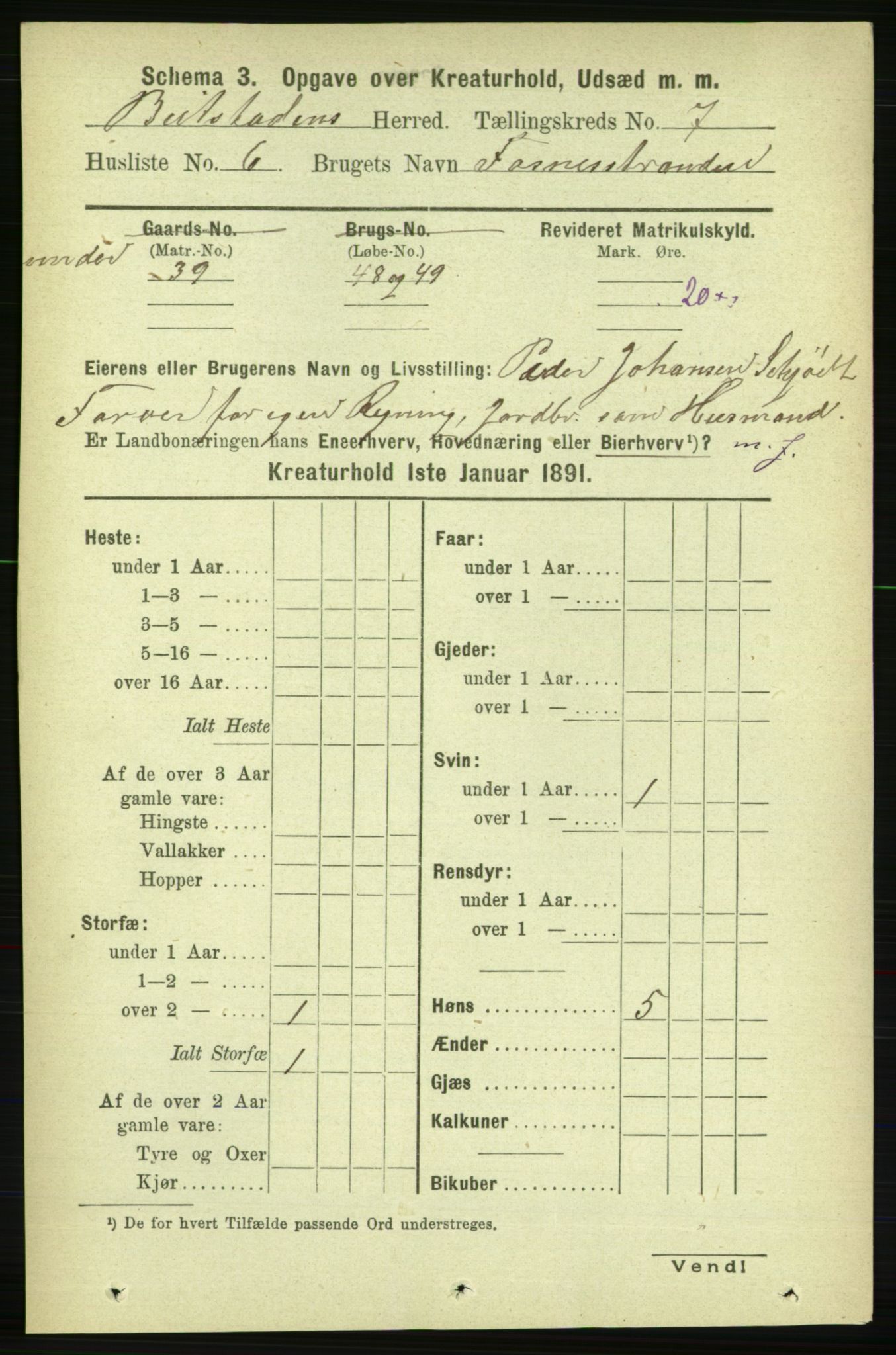 RA, 1891 census for 1727 Beitstad, 1891, p. 5907