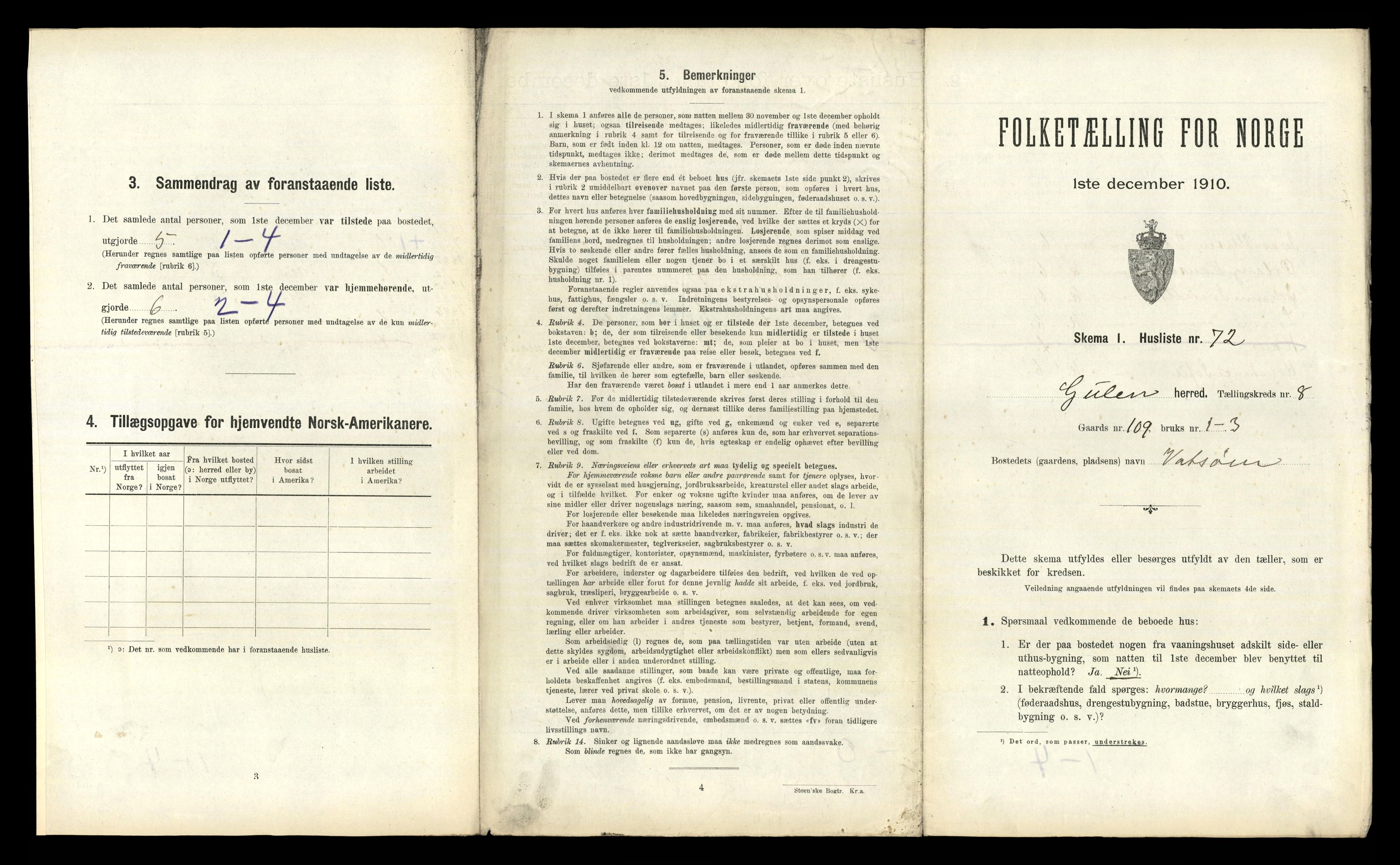 RA, 1910 census for Gulen, 1910, p. 810