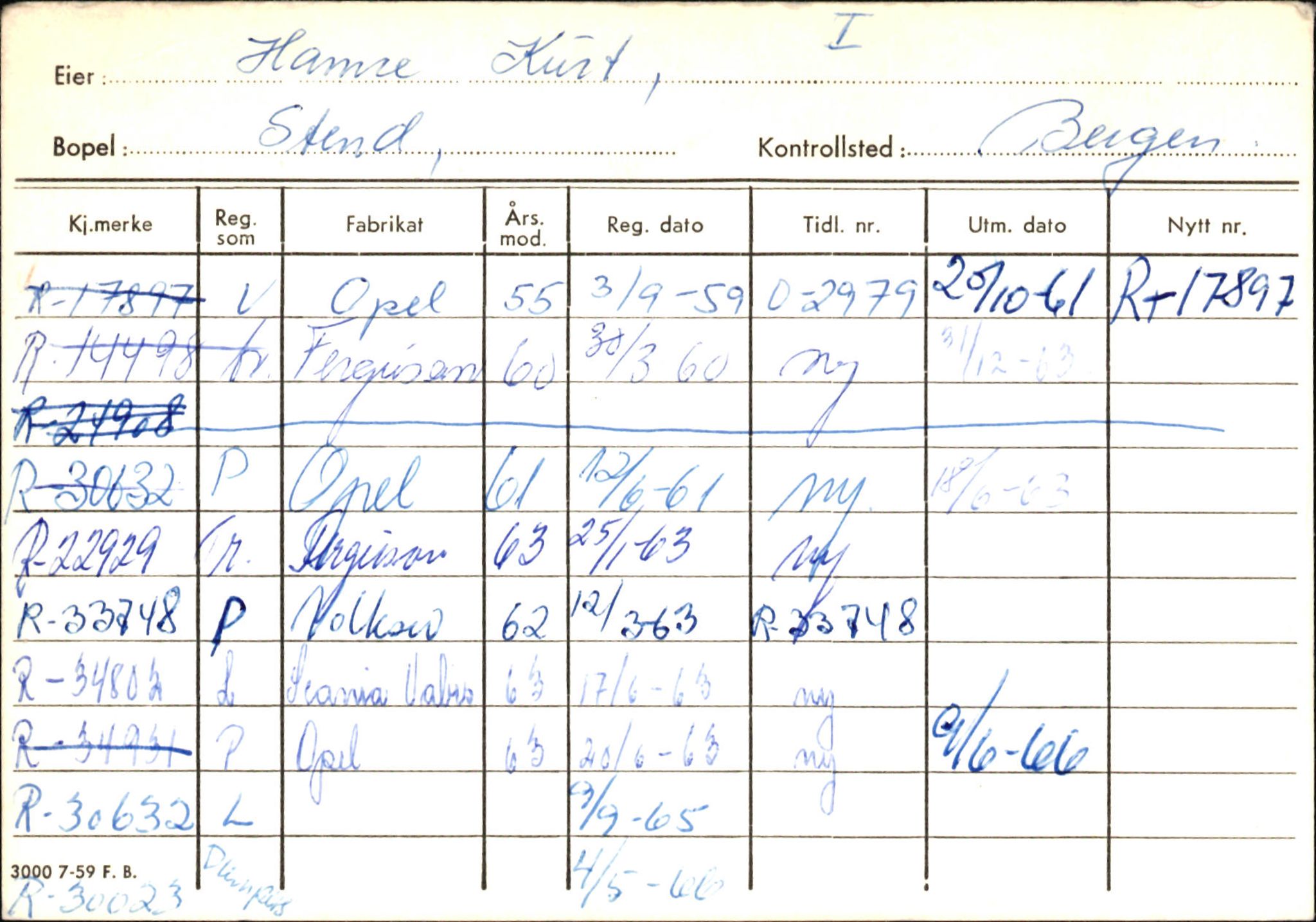 Statens vegvesen, Hordaland vegkontor, SAB/A-5201/2/Ha/L0018: R-eierkort H, 1920-1971, p. 647