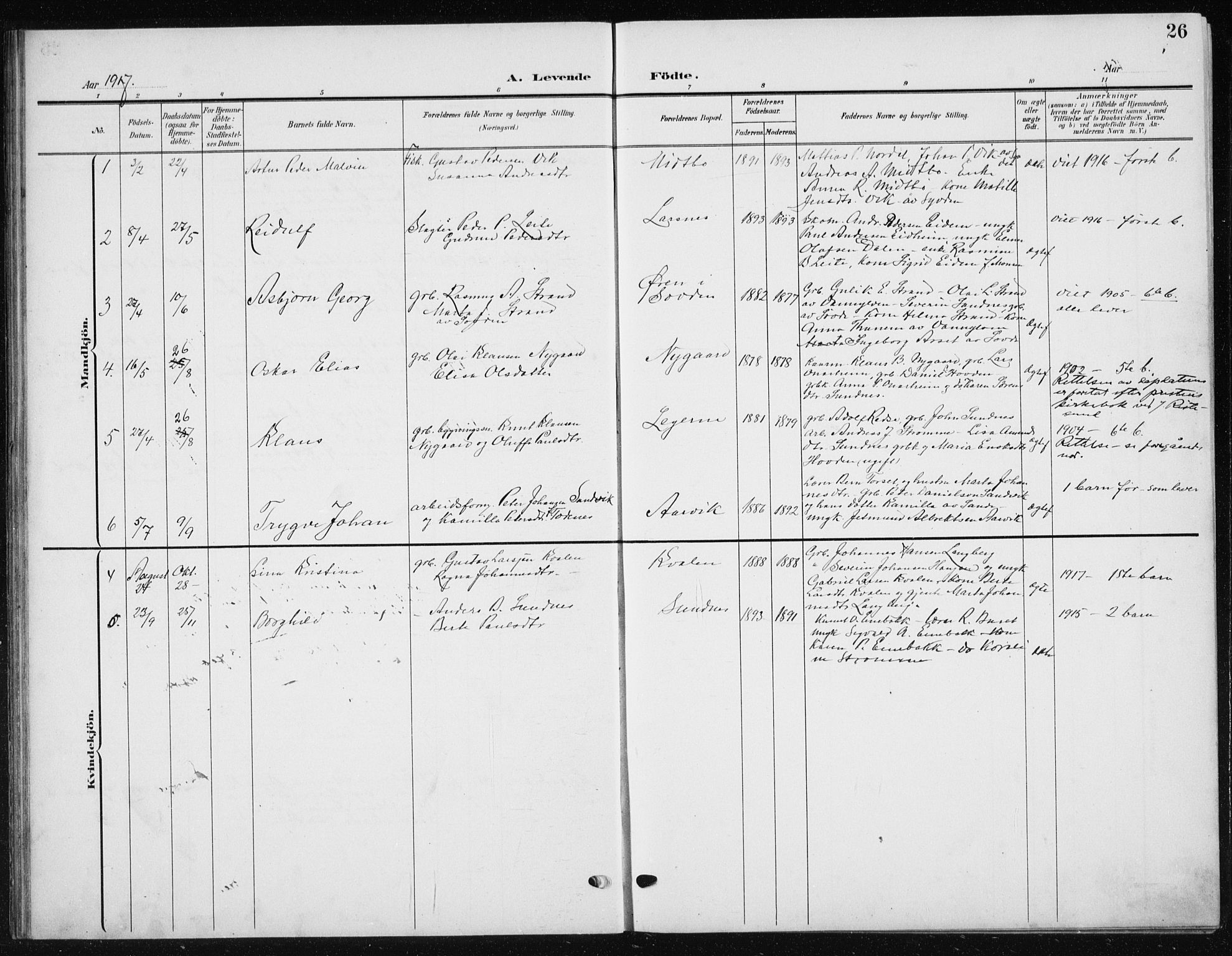 Ministerialprotokoller, klokkerbøker og fødselsregistre - Møre og Romsdal, AV/SAT-A-1454/504/L0061: Parish register (copy) no. 504C03, 1902-1940, p. 26