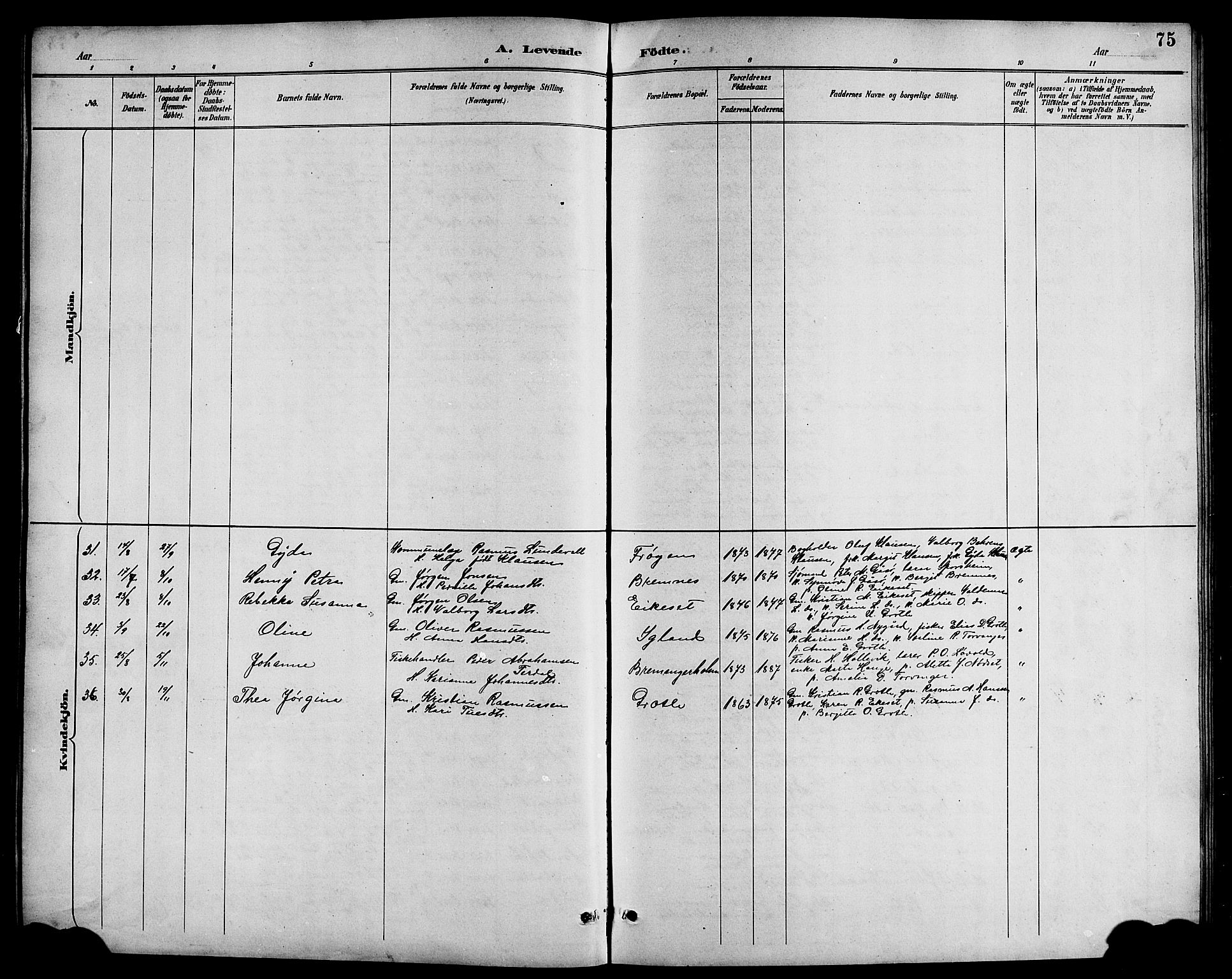 Bremanger sokneprestembete, AV/SAB-A-82201/H/Hab/Haba/L0003: Parish register (copy) no. A 3, 1890-1908, p. 75