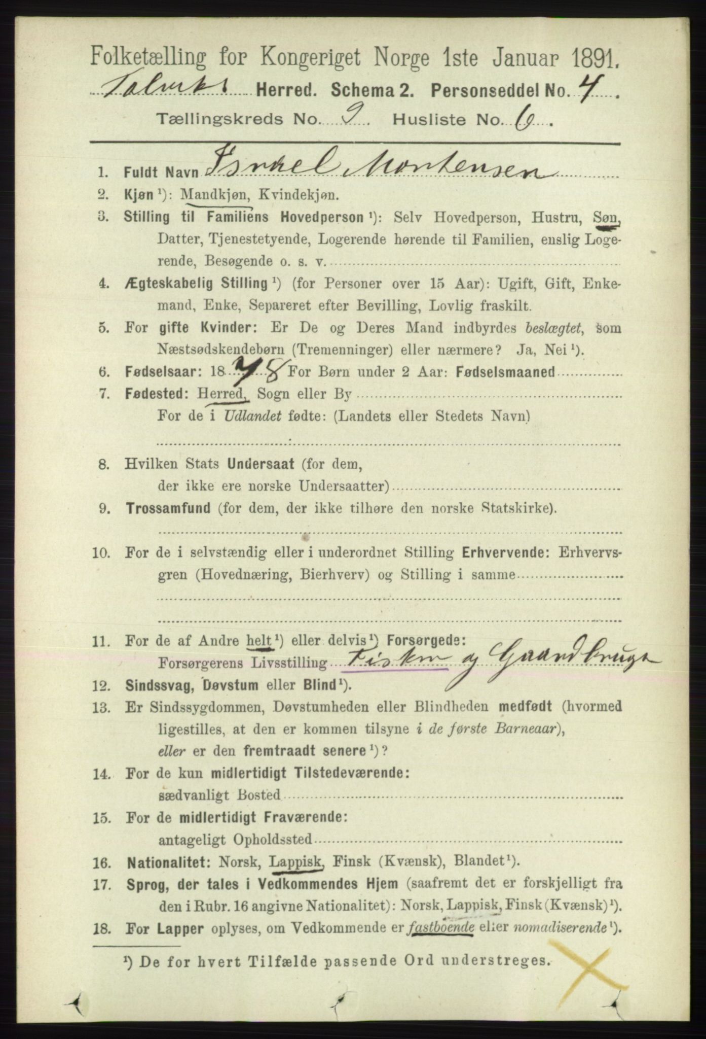 RA, 1891 census for 2013 Talvik, 1891, p. 2203