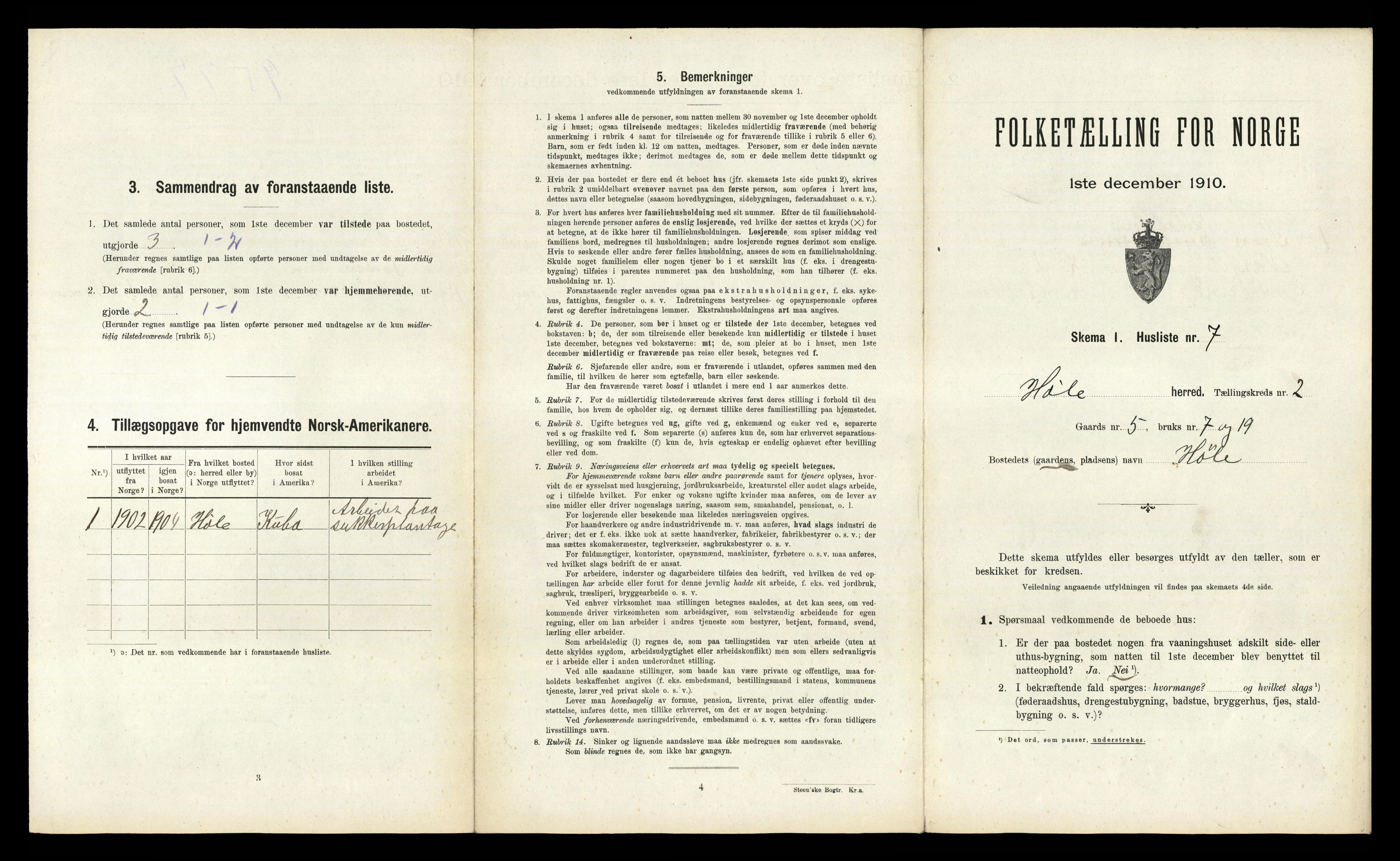 RA, 1910 census for Høle, 1910, p. 76