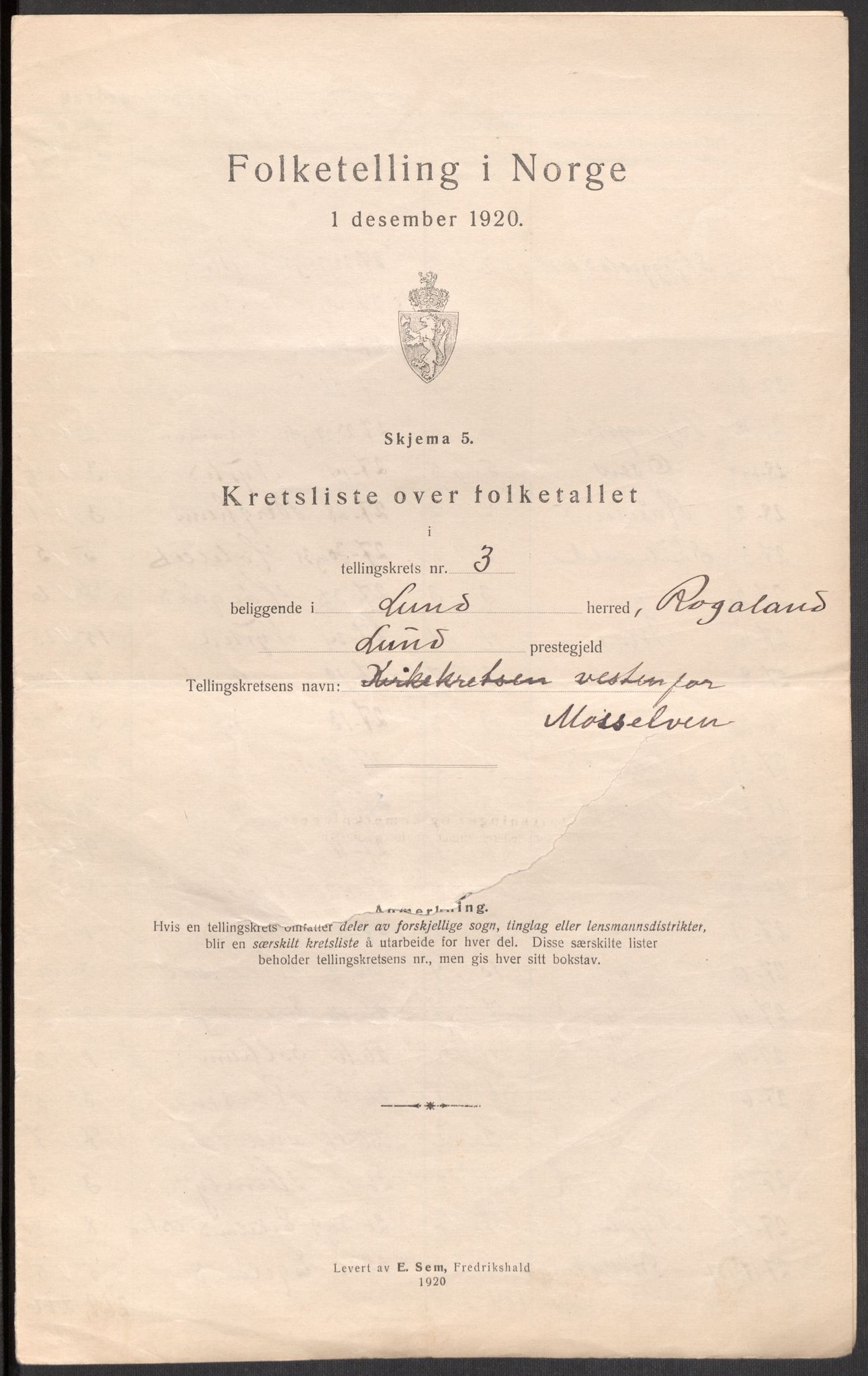 SAST, 1920 census for Lund, 1920, p. 21