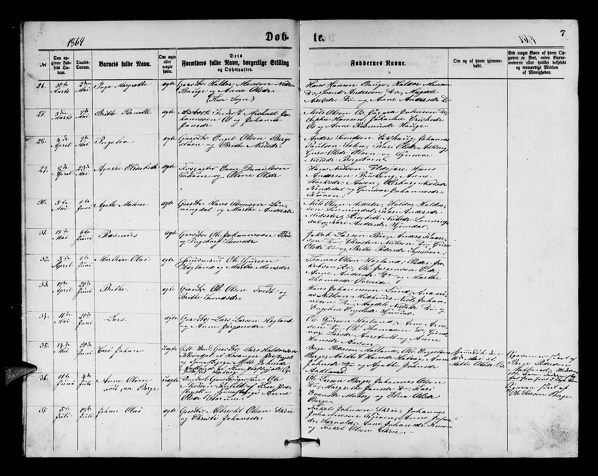 Os sokneprestembete, AV/SAB-A-99929: Parish register (copy) no. A 1, 1869-1879, p. 6