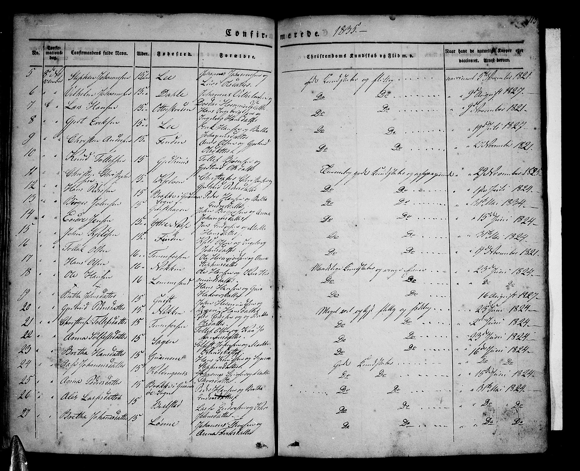 Vik sokneprestembete, SAB/A-81501: Parish register (official) no. A 7, 1831-1845, p. 113