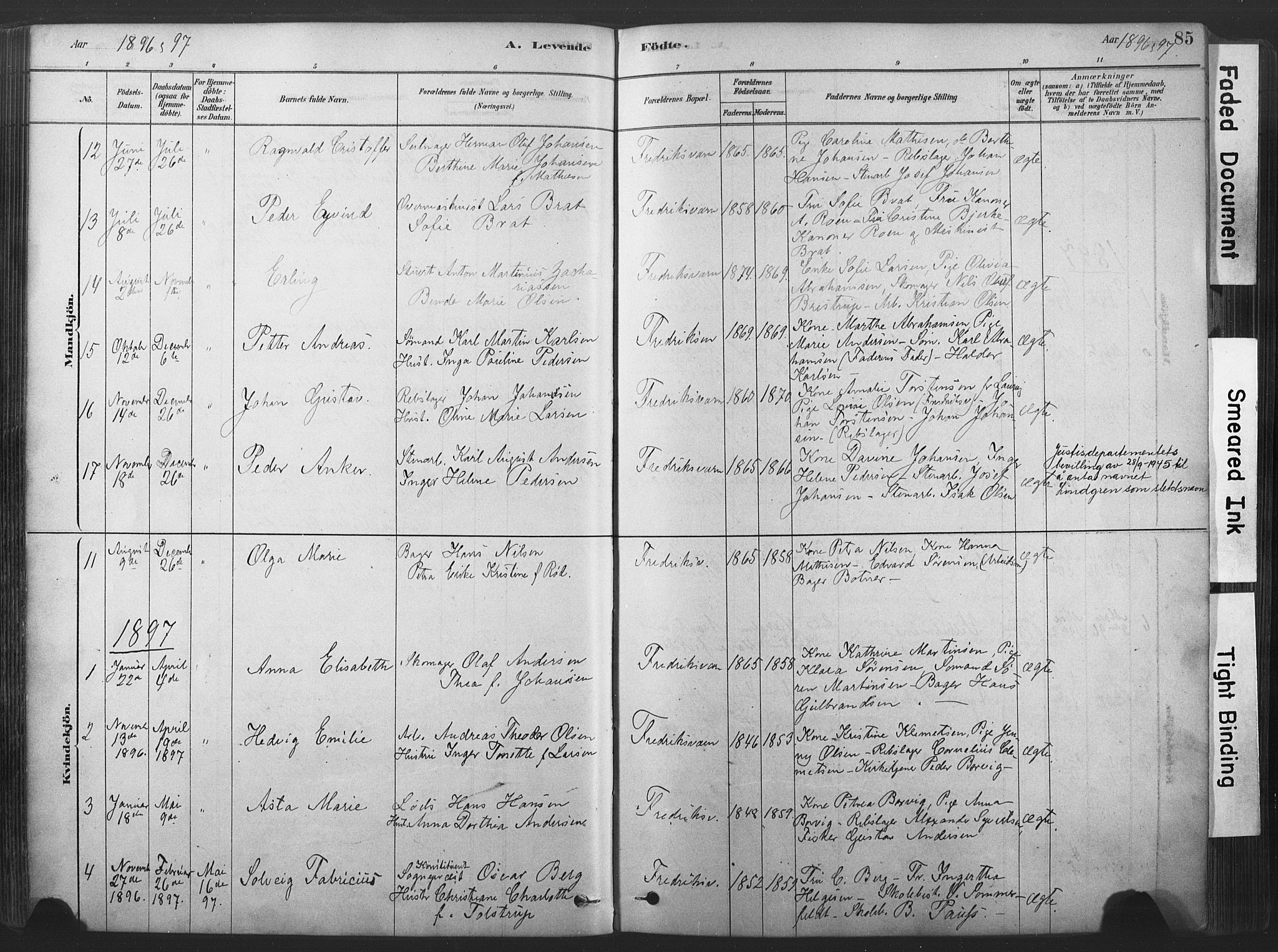 Stavern kirkebøker, SAKO/A-318/F/Fa/L0008: Parish register (official) no. 8, 1878-1905, p. 85
